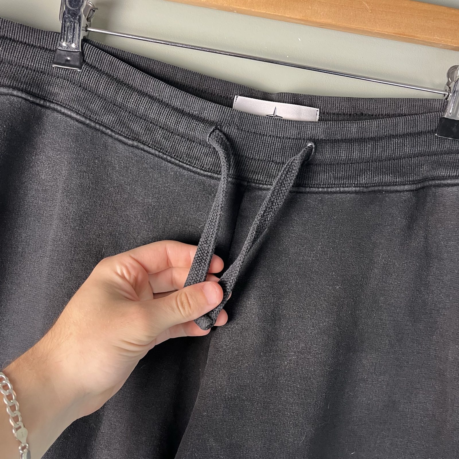 Stone Island Black Sweatpants Compass Patch Drawstring Waist image 2