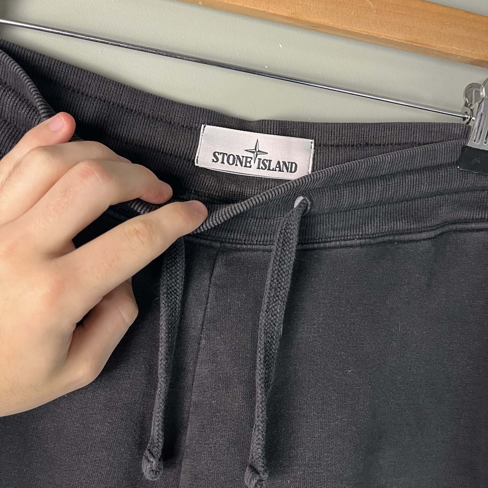 Stone Island Black Sweatpants Compass Patch Drawstring Waist image 4