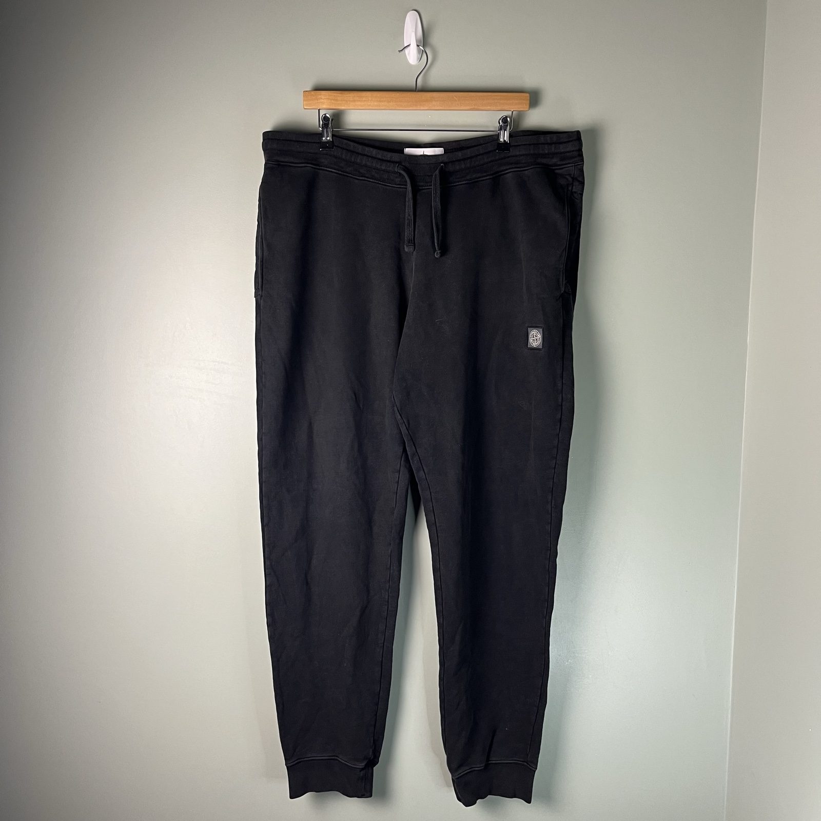 Stone Island Black Sweatpants Compass Patch Drawstring Waist