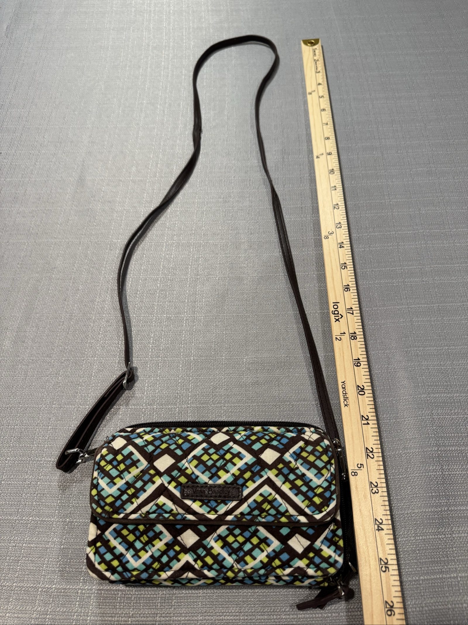 Vera Bradley Wallet Crossbody – Brown Blue Green Geometric image 7
