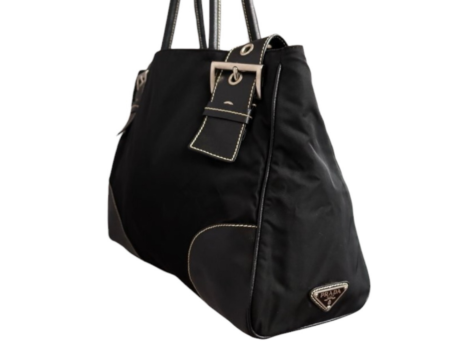 Prada Black Nylon & Leather Tote Bag image 2