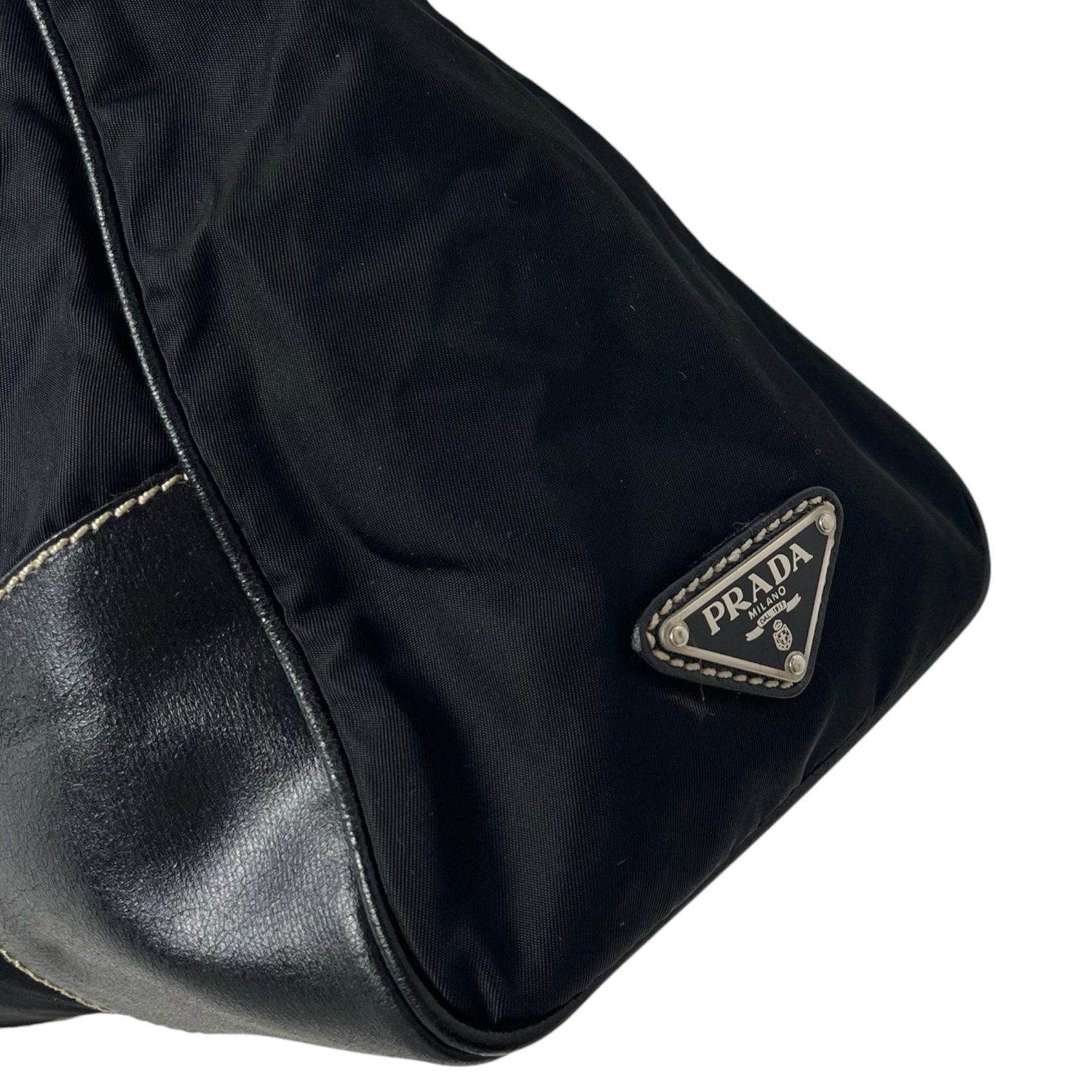 Prada Black Nylon & Leather Tote Bag image 3