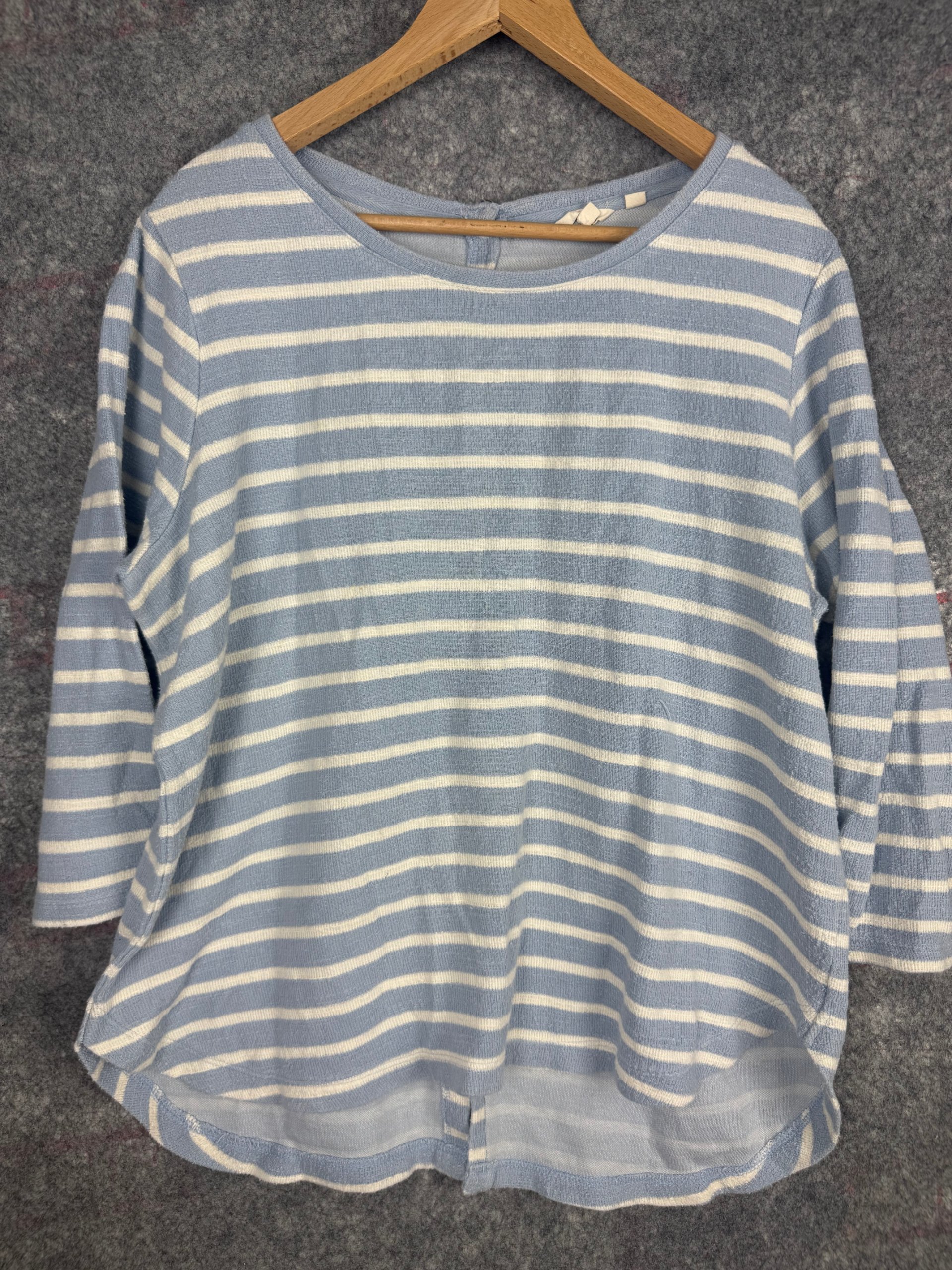 FatFace Blue & White Striped Button-Back Cotton Jumper UK 16