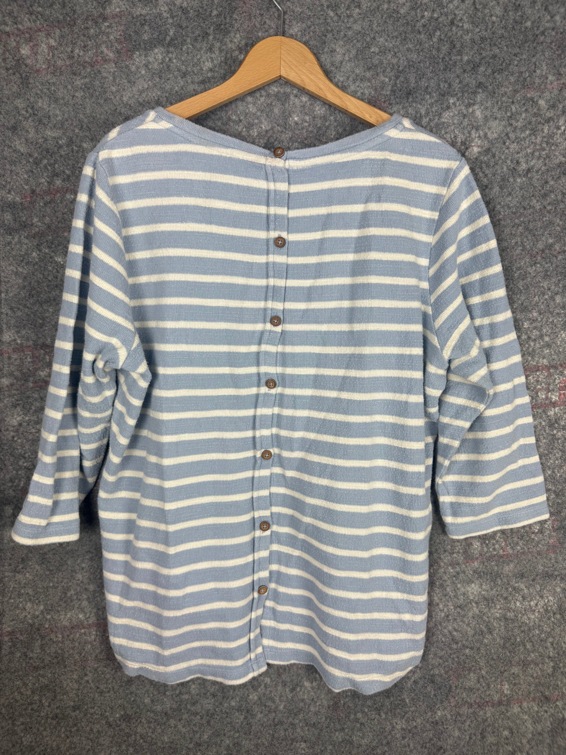 FatFace Blue & White Striped Button-Back Cotton Jumper UK 16 image 2