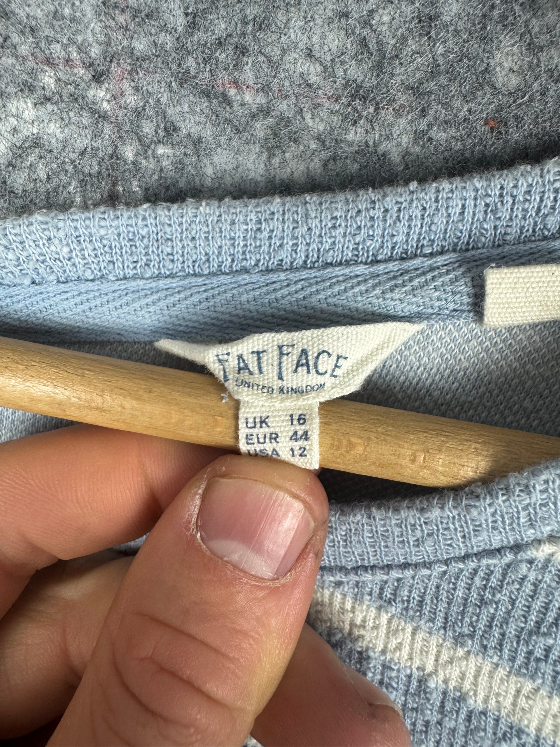 FatFace Blue & White Striped Button-Back Cotton Jumper UK 16 image 3
