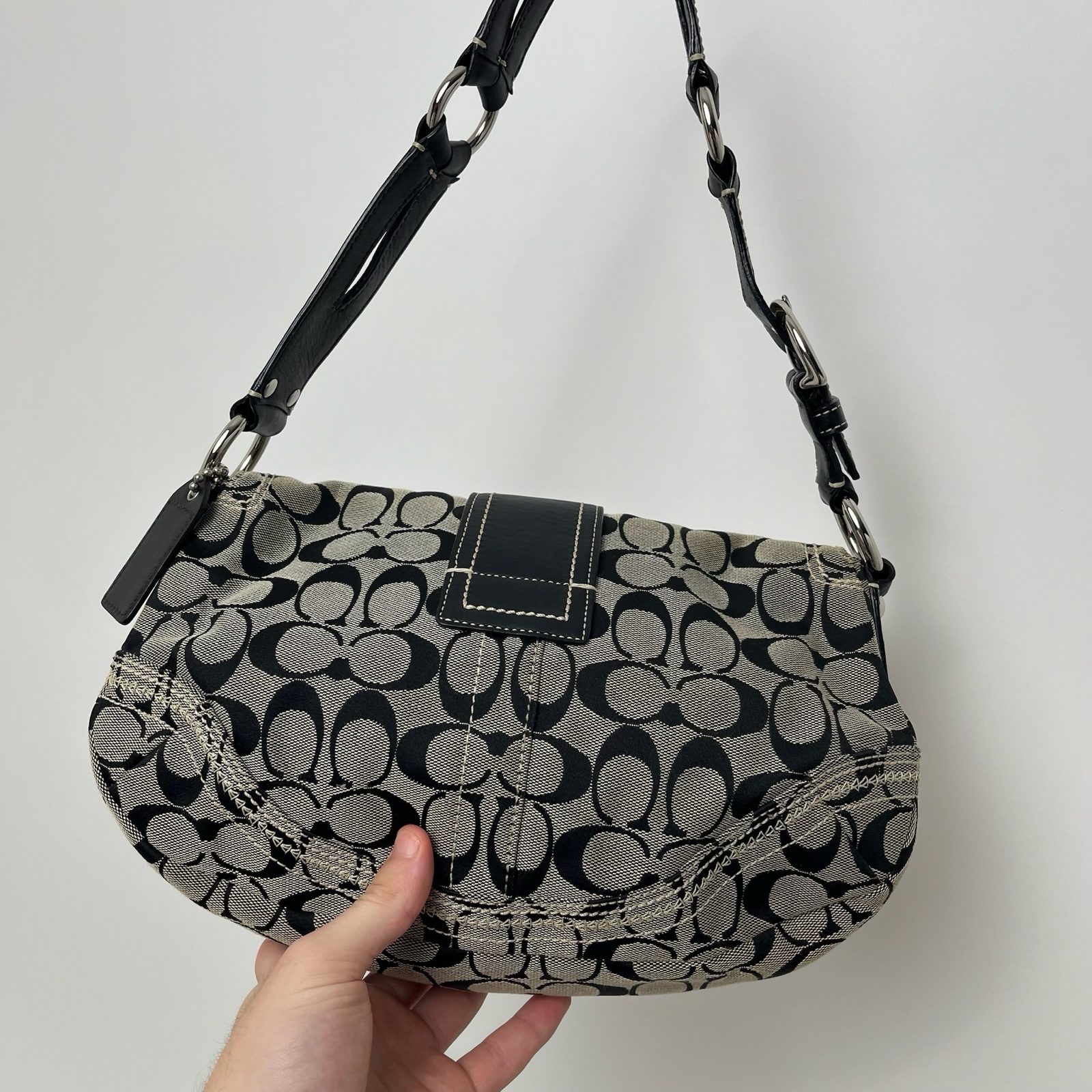 Coach Soho Signature Monogram Canvas/Leather Big Buckle Shoulder Bag B7297 image 3