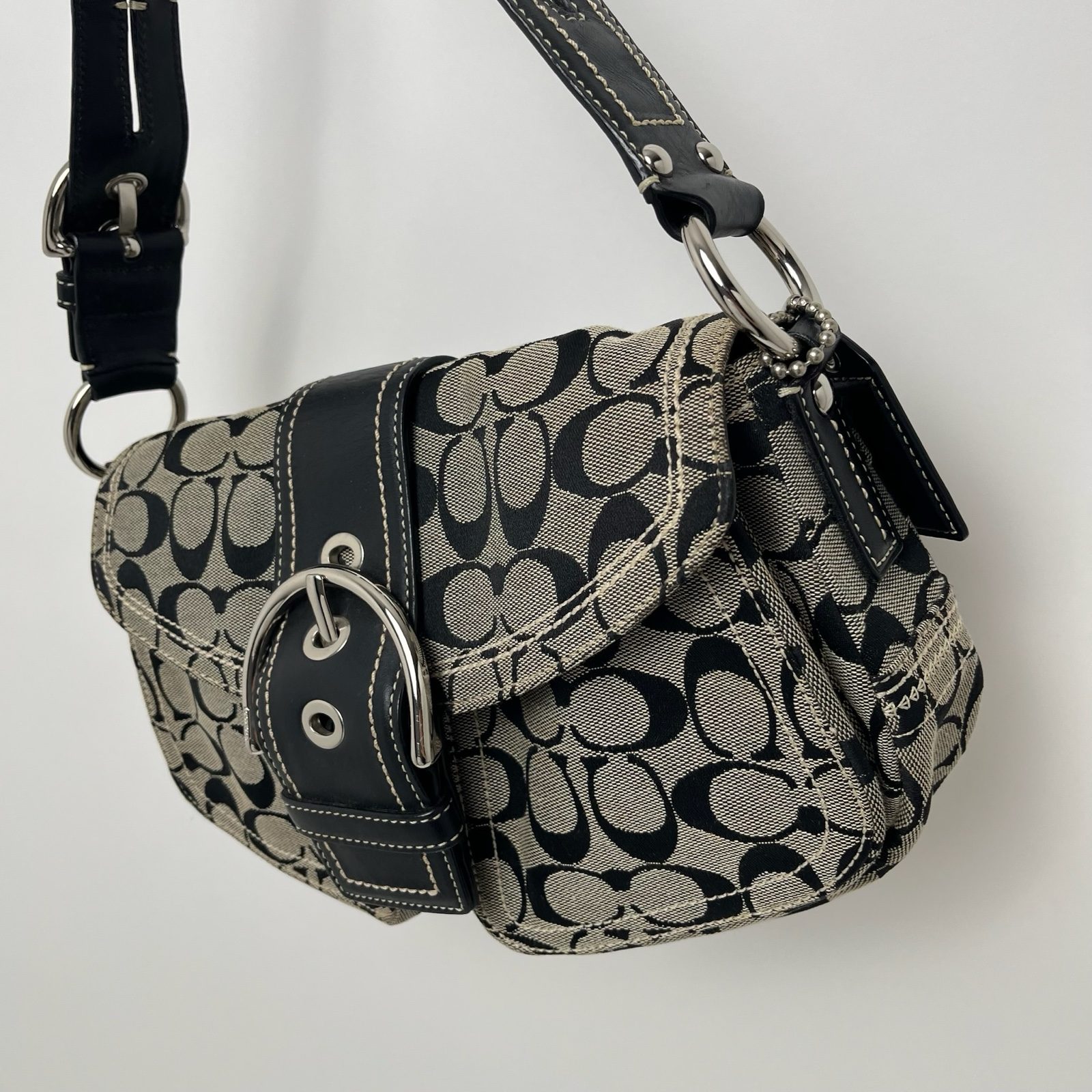 Coach Soho Signature Monogram Canvas/Leather Big Buckle Shoulder Bag B7297 image 2