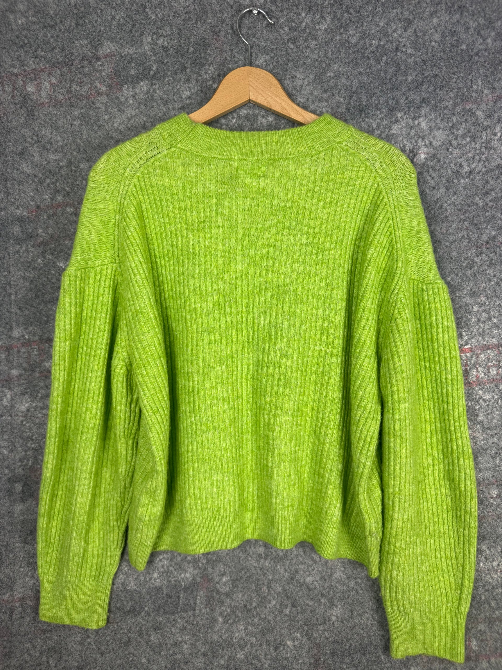 H&M Lime Green Rib Knit Crew Neck Jumper Women’s M Wool Blend image 4