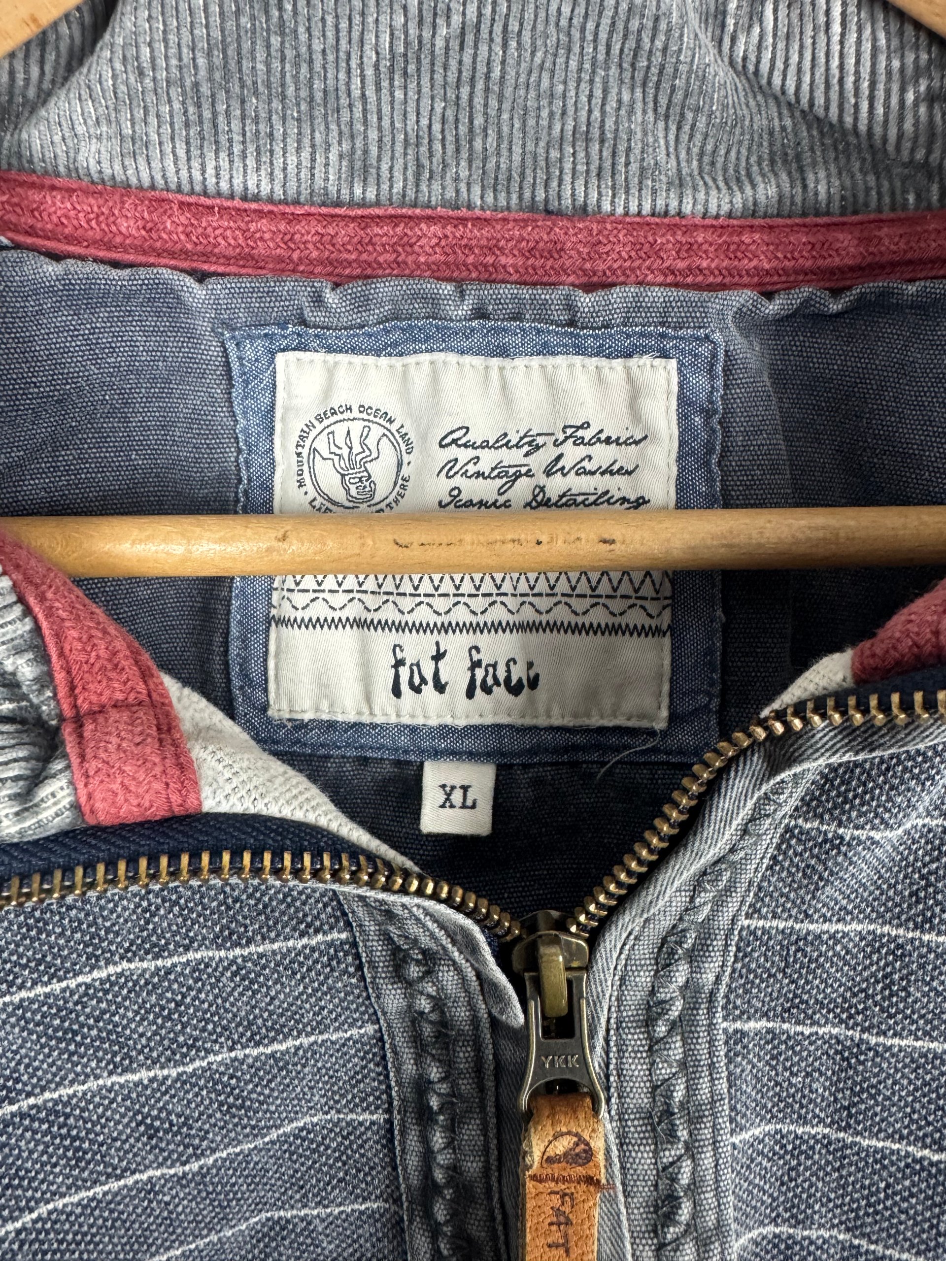 Fat Face Washed Navy Striped Quarter Zip Sweatshirt XL image 3