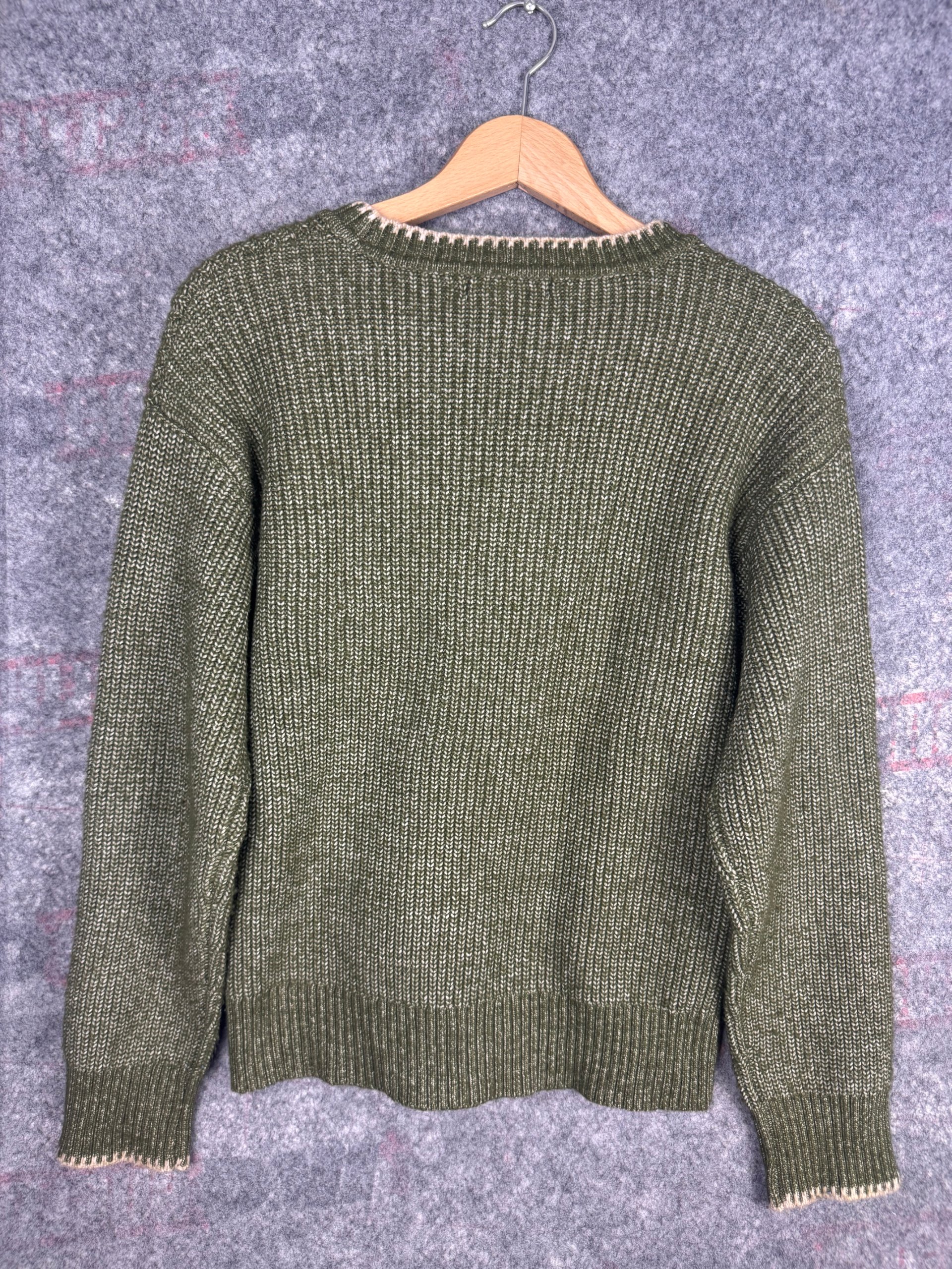 M&S Dark Khaki Chunky Knit Crew Neck Jumper Women’s Small image 4