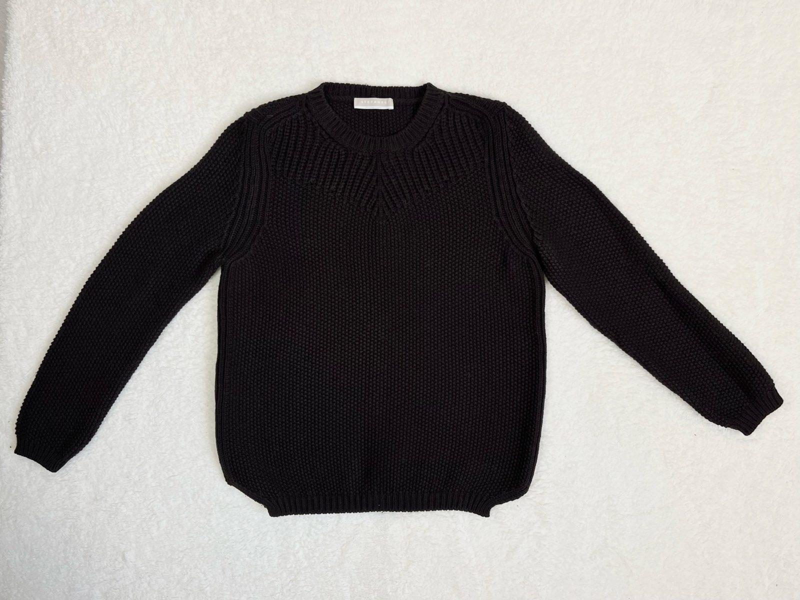 Stefanel chunky wool knit sweater Italian yarn Wollpullover chocolate brown 36 S image 3