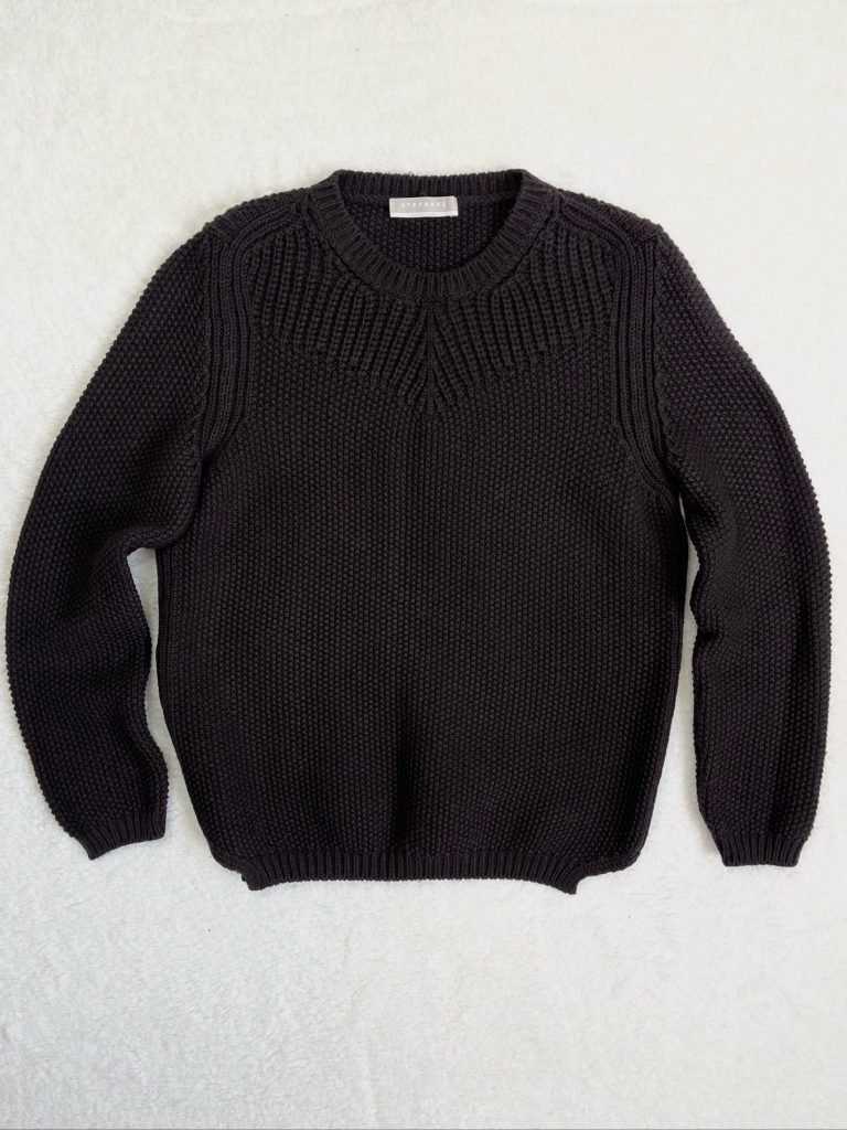 Stefanel chunky wool knit sweater Italian yarn Wollpullover chocolate brown 36 S