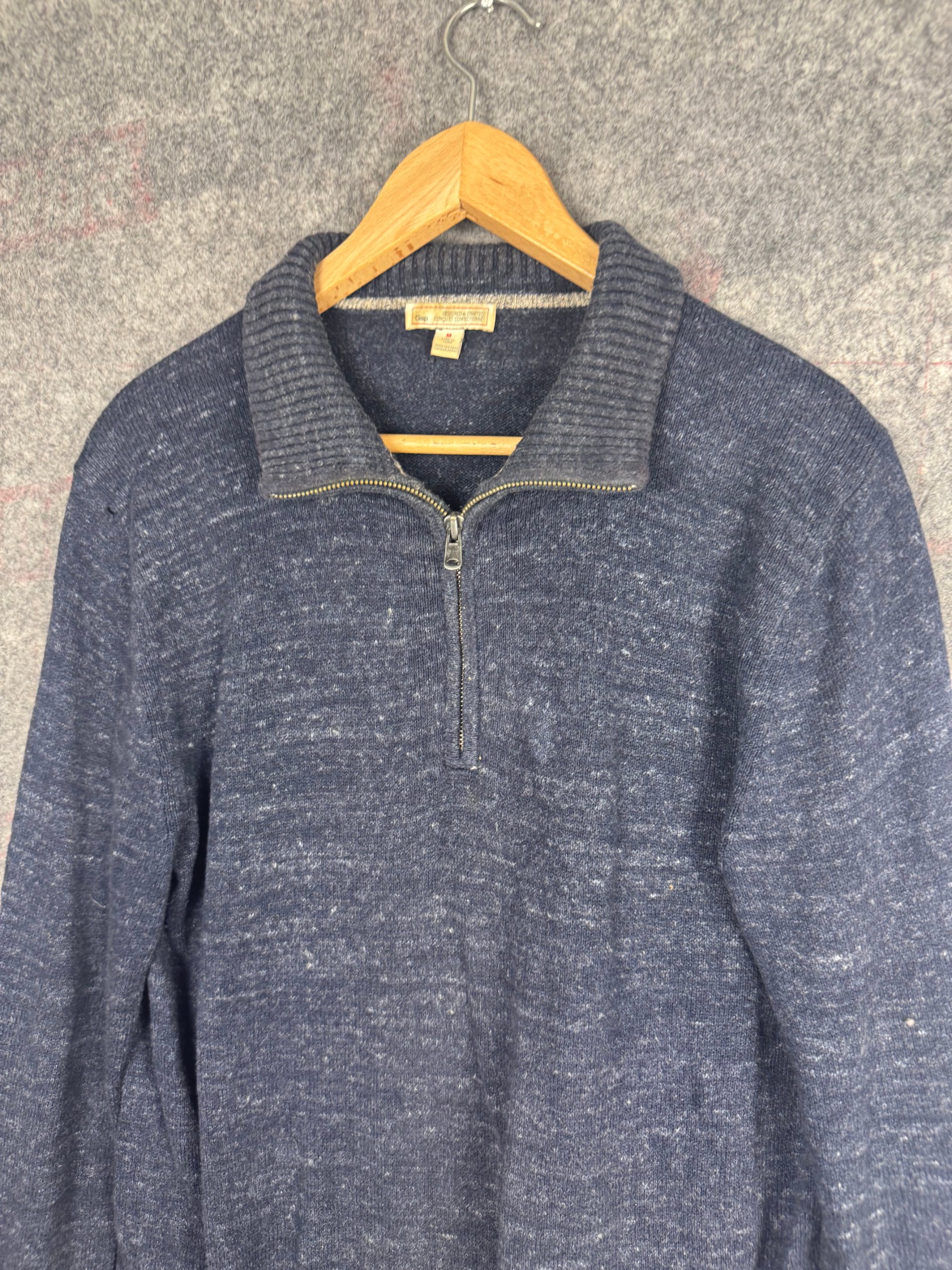 Gap Navy Half Zip Cotton Sweater M Men's image 2