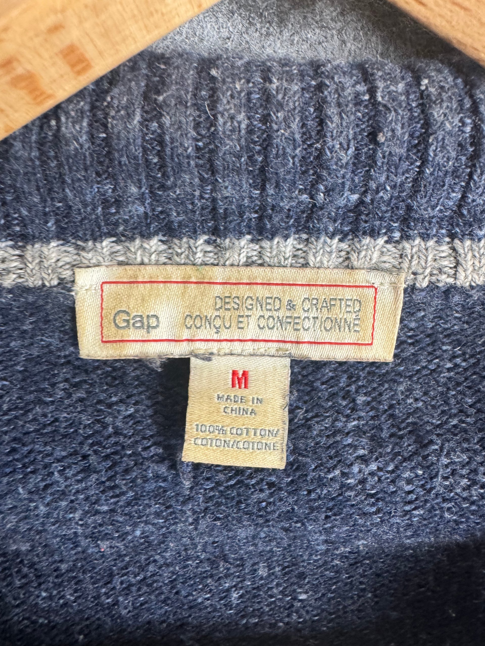 Gap Navy Half Zip Cotton Sweater M Men's image 3