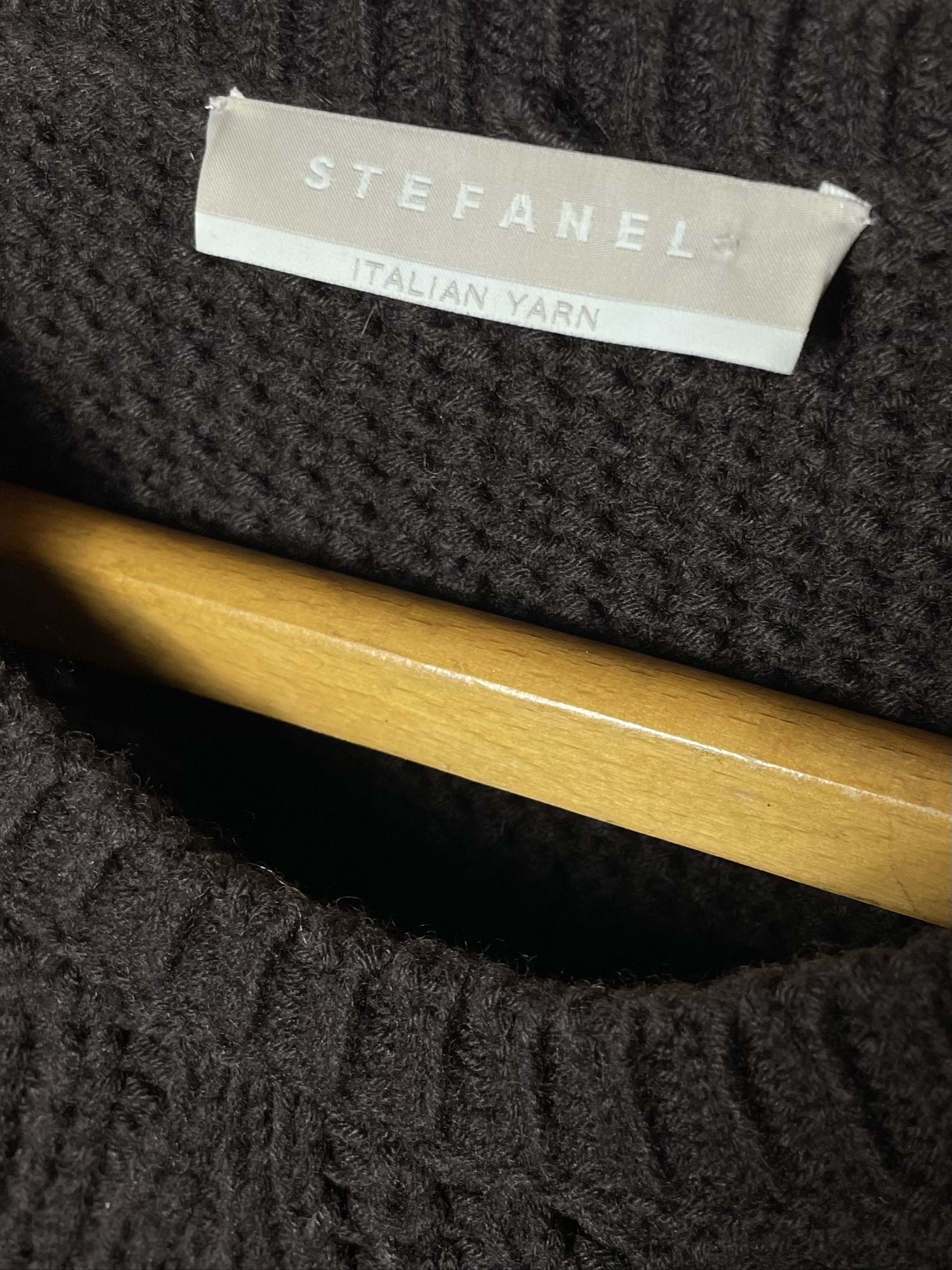 Stefanel chunky wool knit sweater Italian yarn Wollpullover chocolate brown 36 S image 6