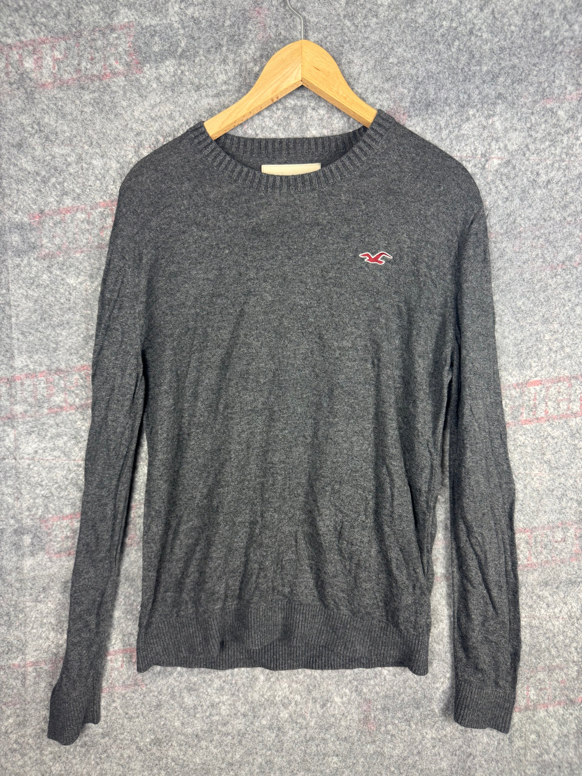 Hollister Dark Grey Crew Knit Jumper Men’s M Cotton