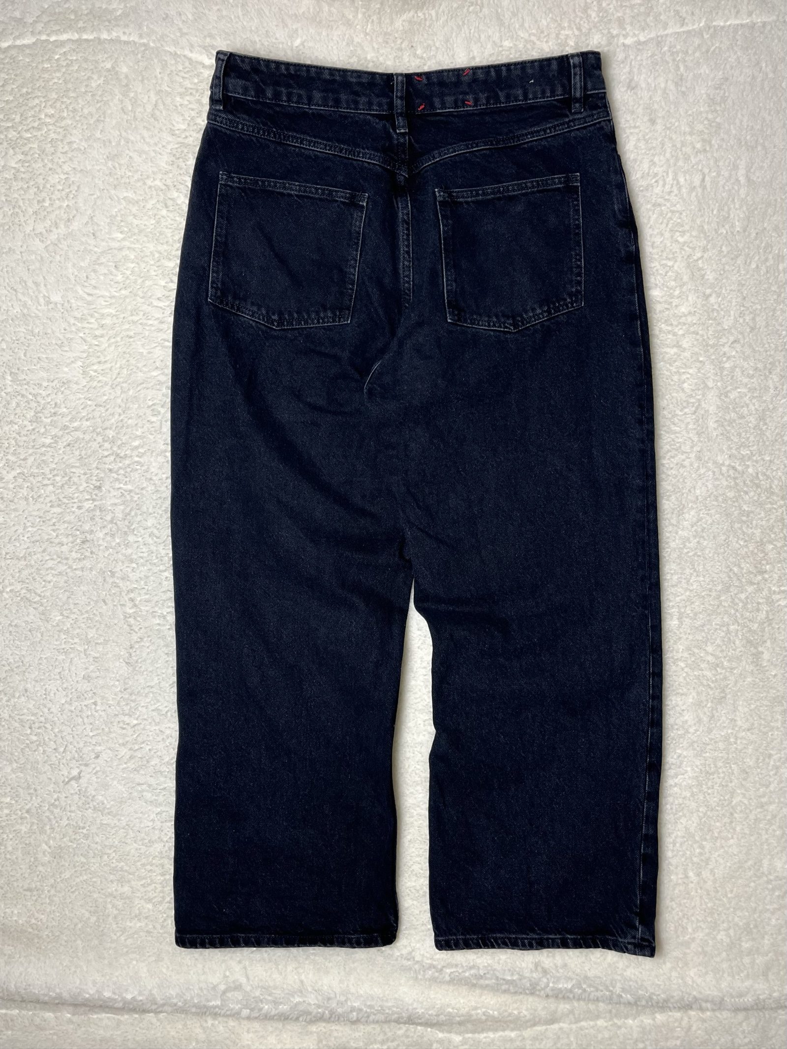 Knowledge Cotton Apparel wide leg Jeans straight leg cropped organic denim navy size XL image 4