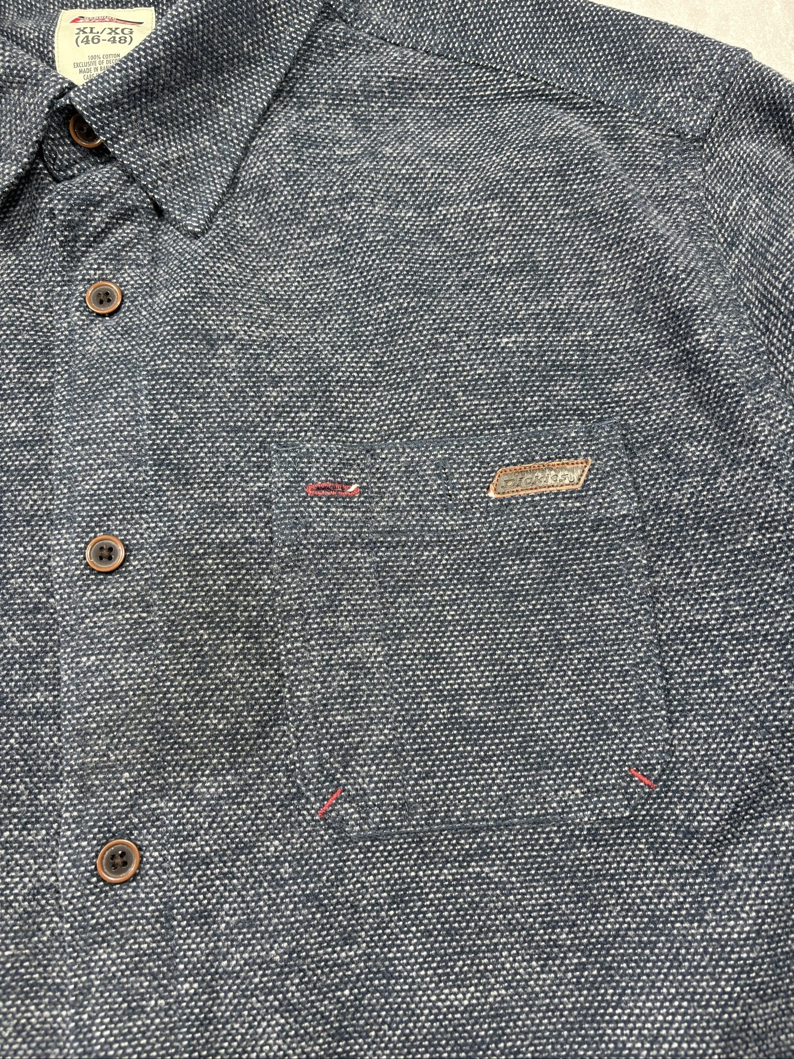 Dickies Men's Blue Cotton HeavyWeight Shirt XL Button Up image 7