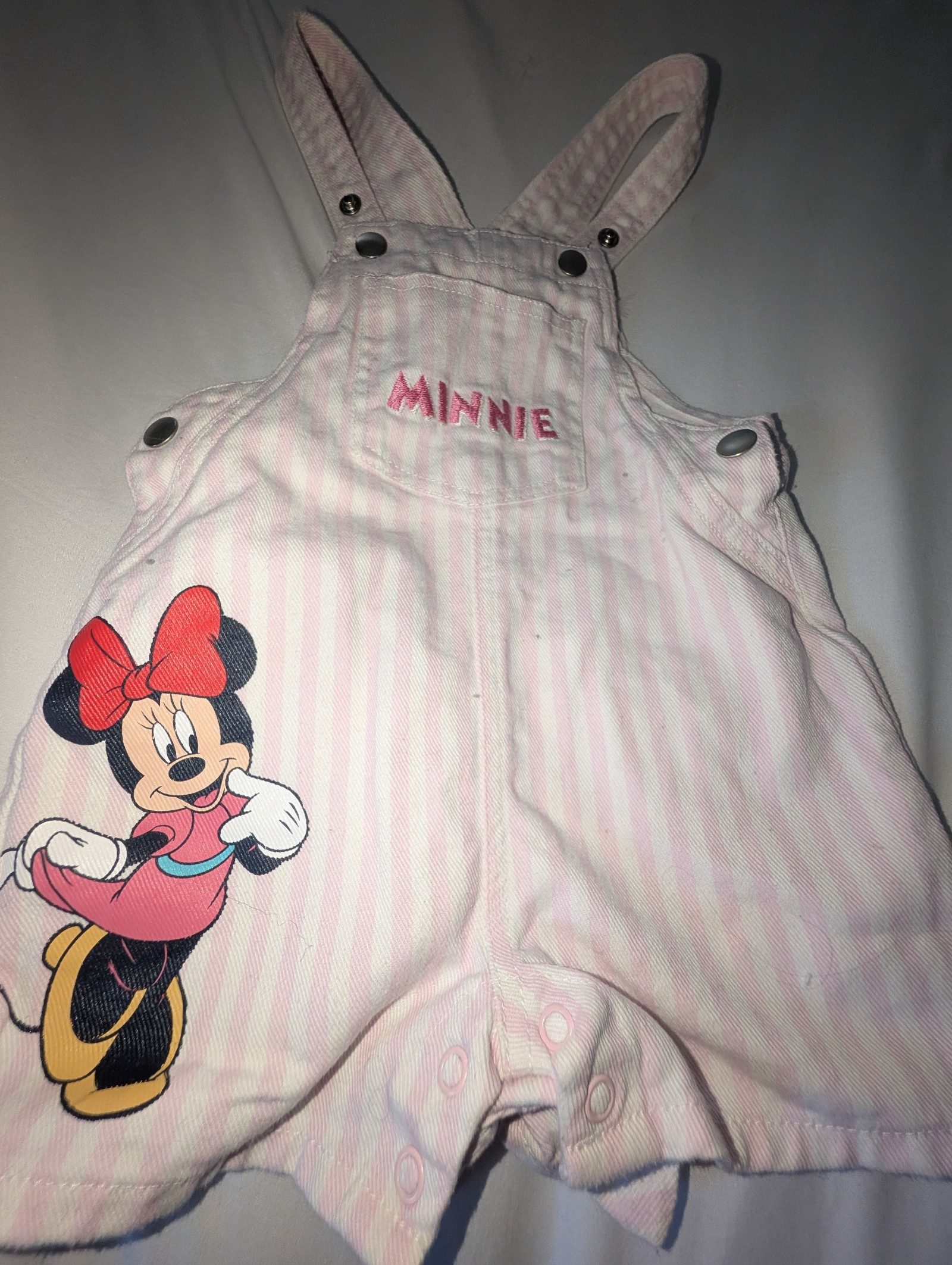 Disney Pink Minnie Mouse Striped Overalls