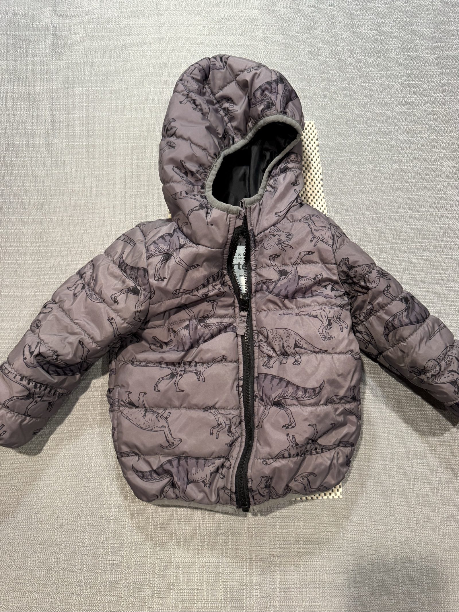 Boys Carter’s Dinosaur Puffer Jacket – Gray – 24 Months