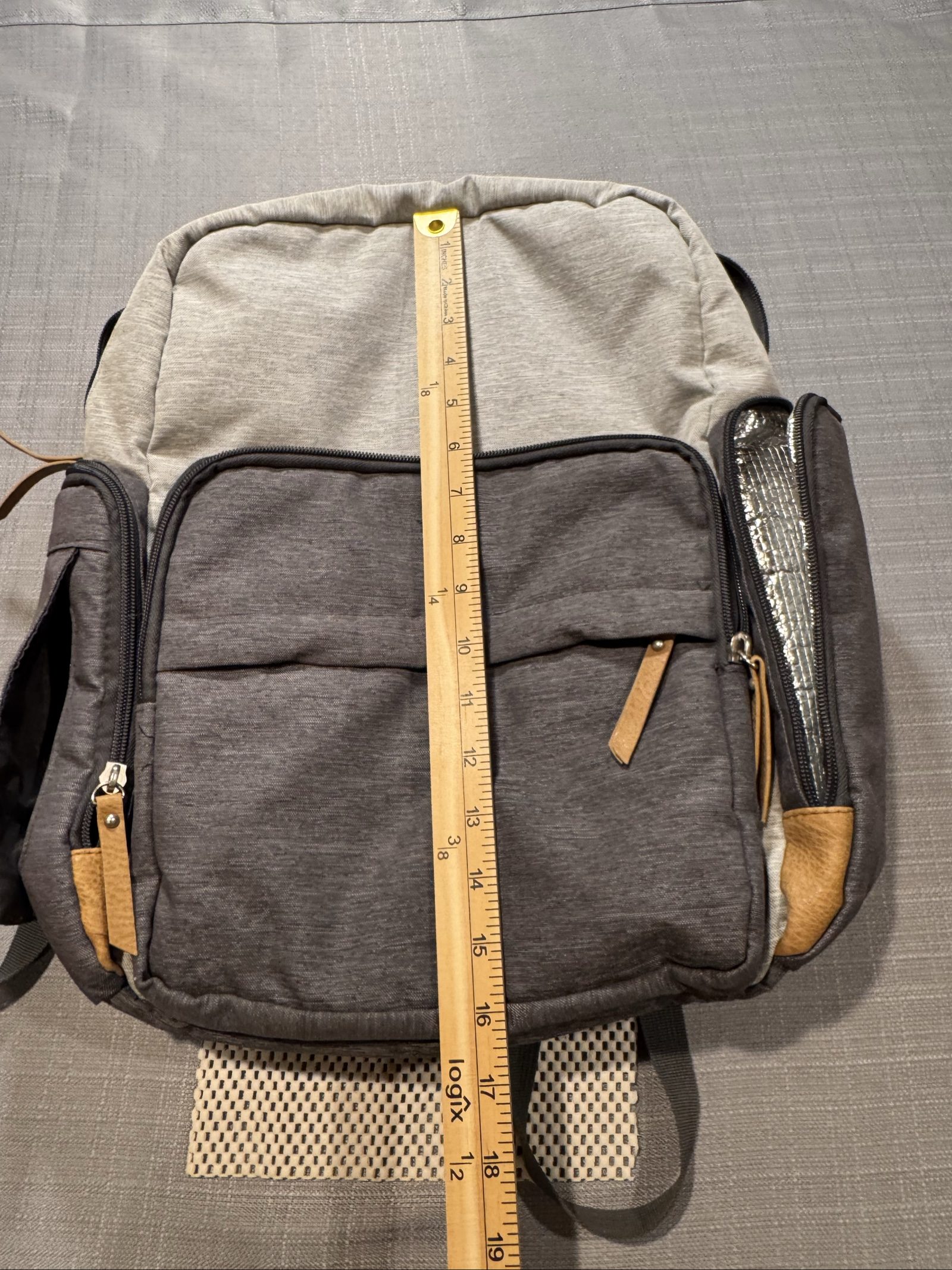 Eddie Bauer First Adventure Diaper Backpack – Gray – Insulated Bottle Pockets image 2