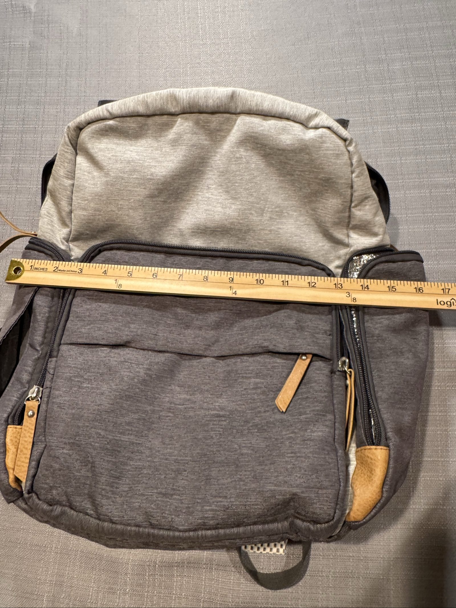 Eddie Bauer First Adventure Diaper Backpack – Gray – Insulated Bottle Pockets image 3