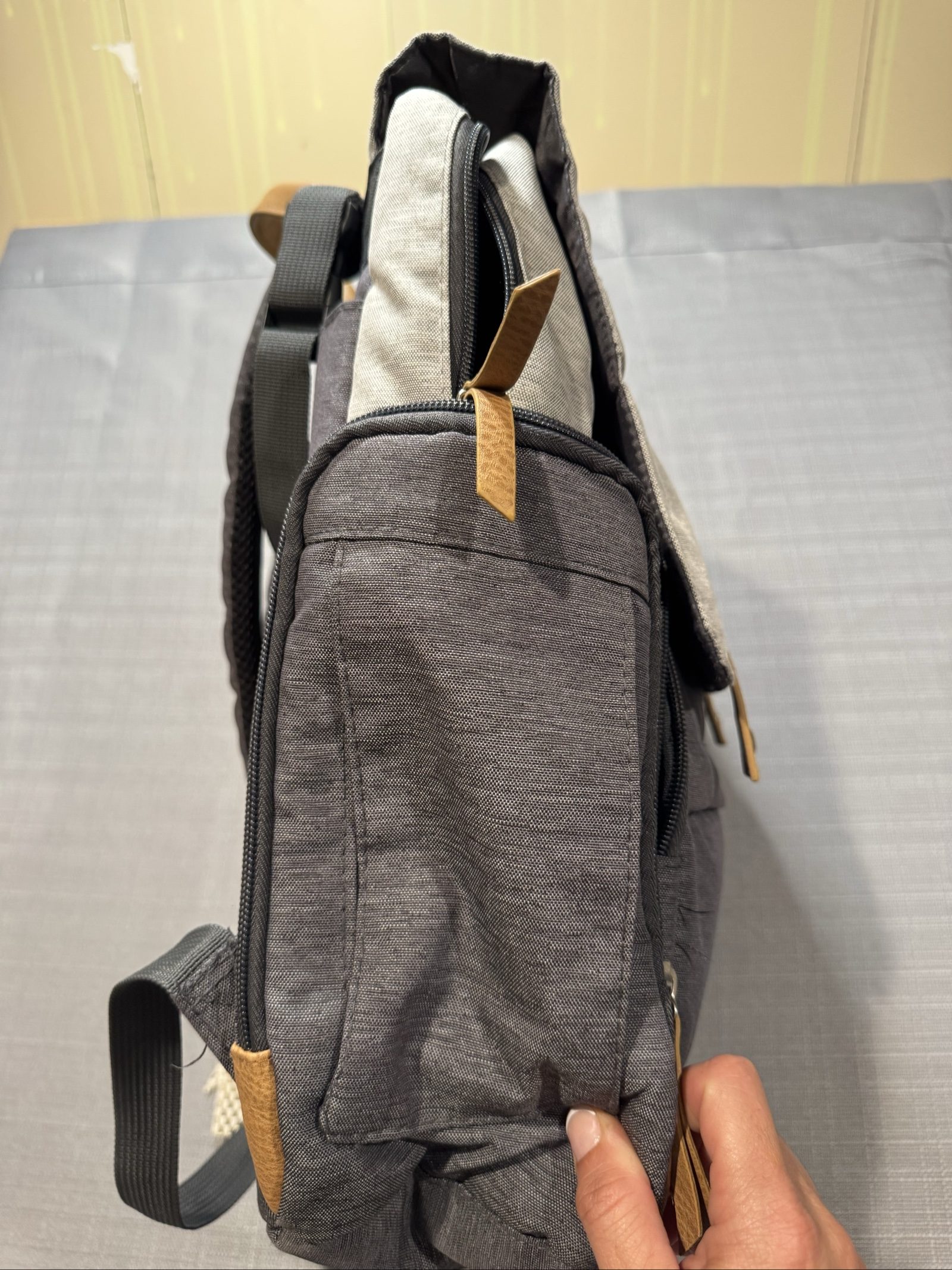 Eddie Bauer First Adventure Diaper Backpack – Gray – Insulated Bottle Pockets image 5