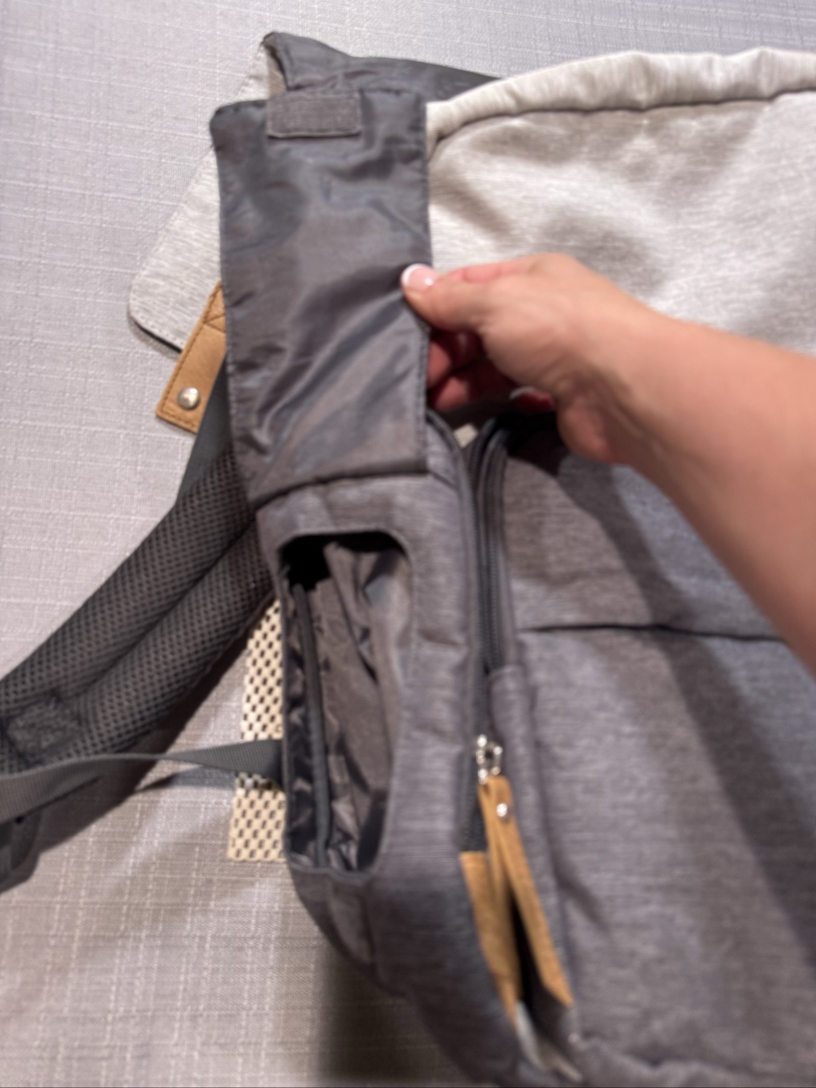 Eddie Bauer First Adventure Diaper Backpack – Gray – Insulated Bottle Pockets image 10