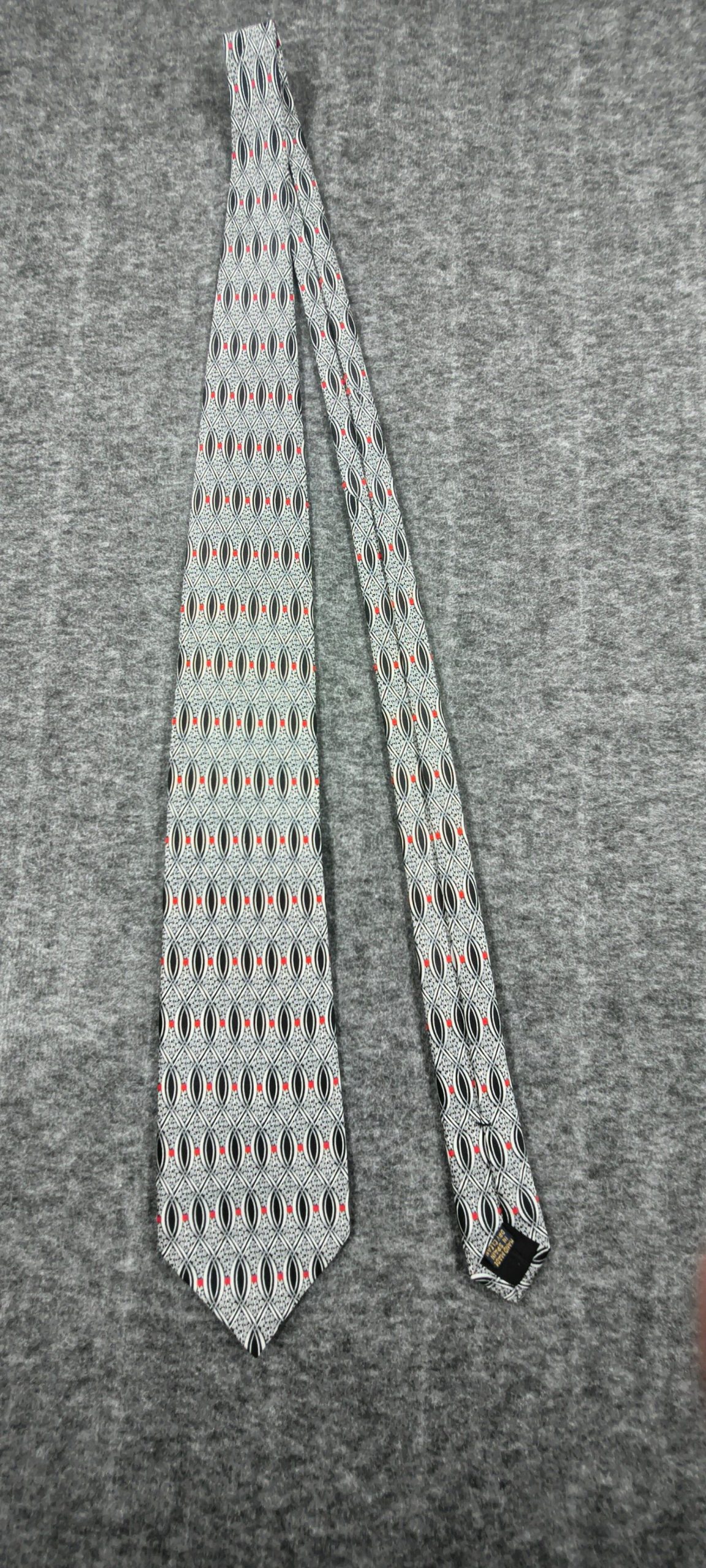 Richel Royal Black, White & Red Men's Handmade Silk Tie