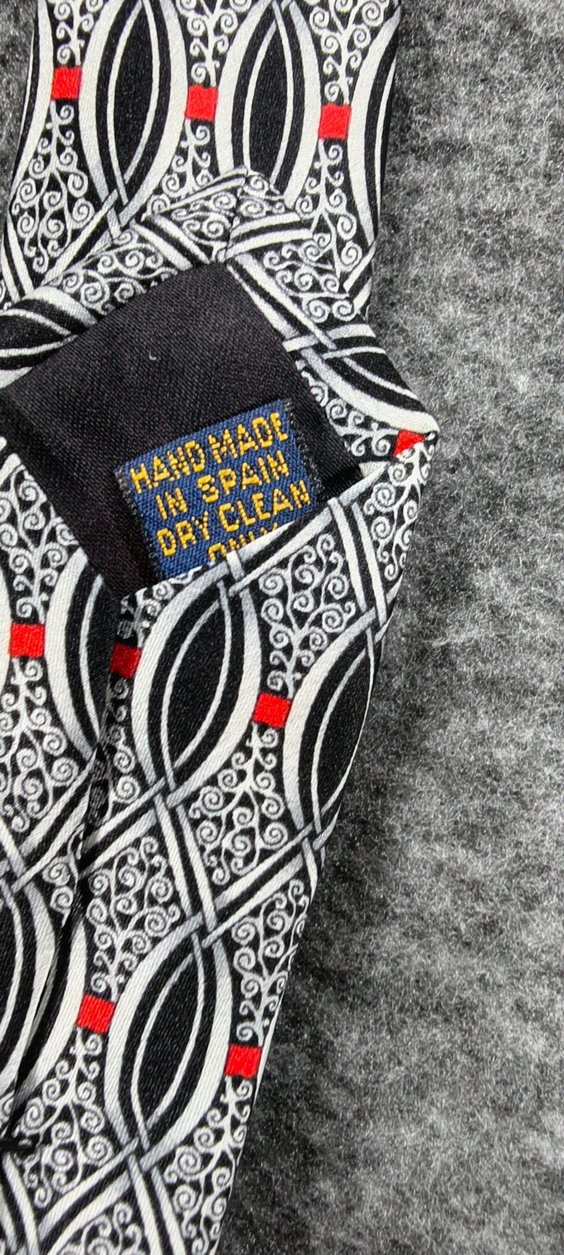 Richel Royal Black, White & Red Men's Handmade Silk Tie image 2