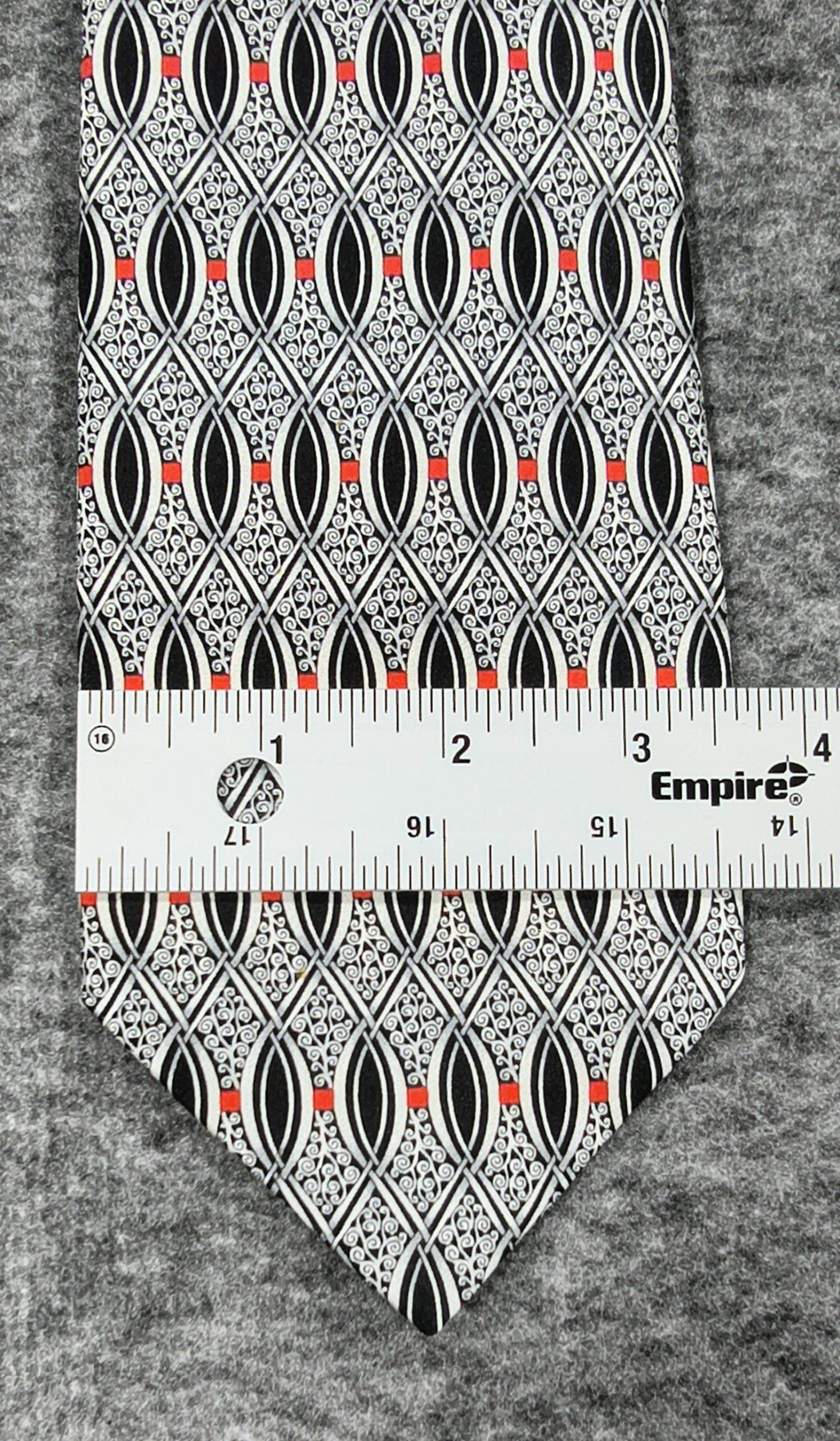 Richel Royal Black, White & Red Men's Handmade Silk Tie image 7