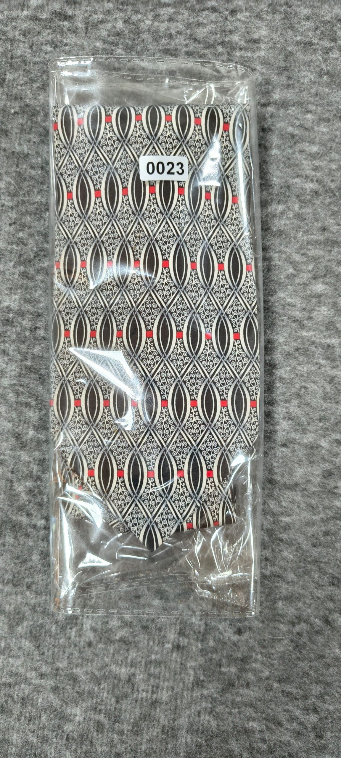 Richel Royal Black, White & Red Men's Handmade Silk Tie image 10