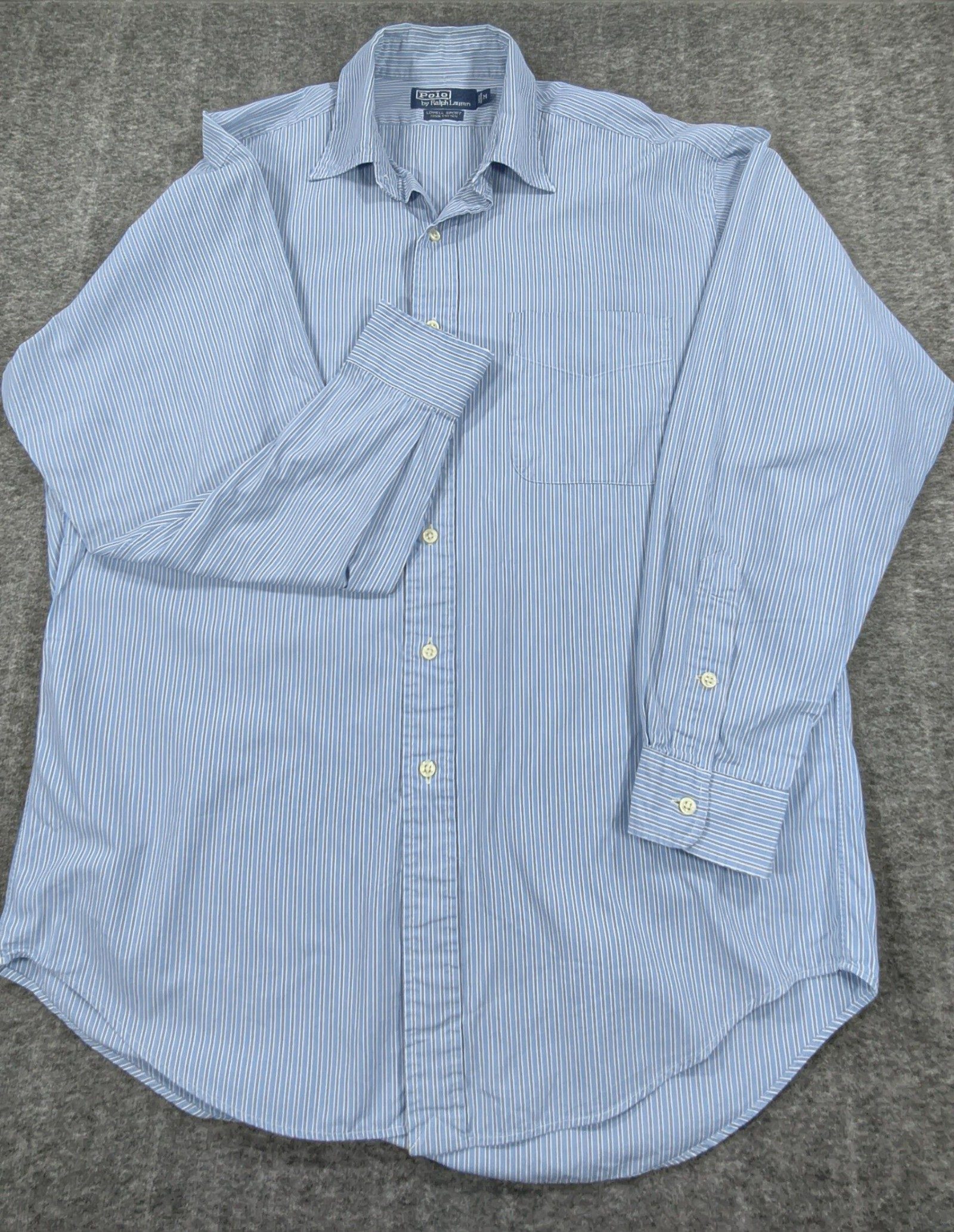 Polo by Ralph Lauren Blue & White Striped Dress Shirt Medium Cotton