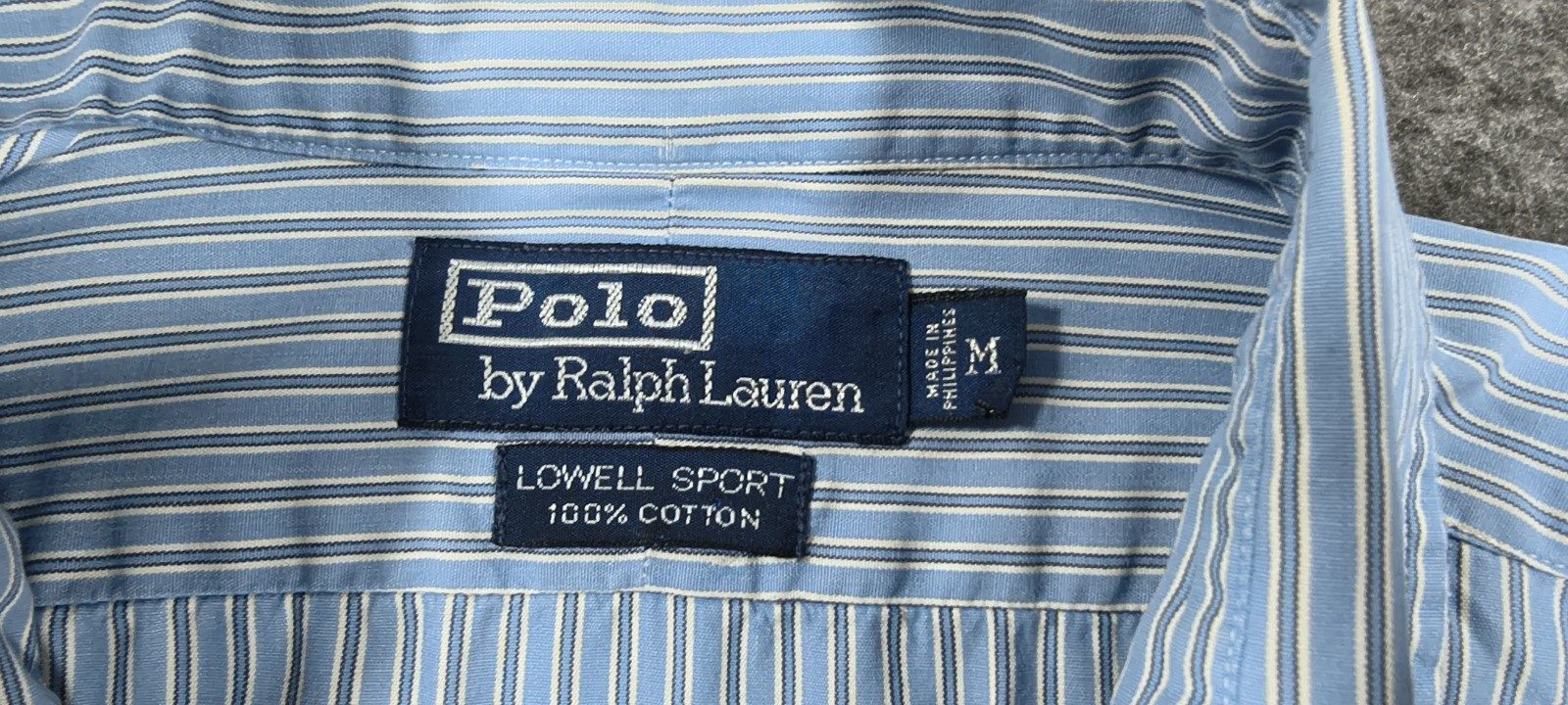 Polo by Ralph Lauren Blue & White Striped Dress Shirt Medium Cotton image 2