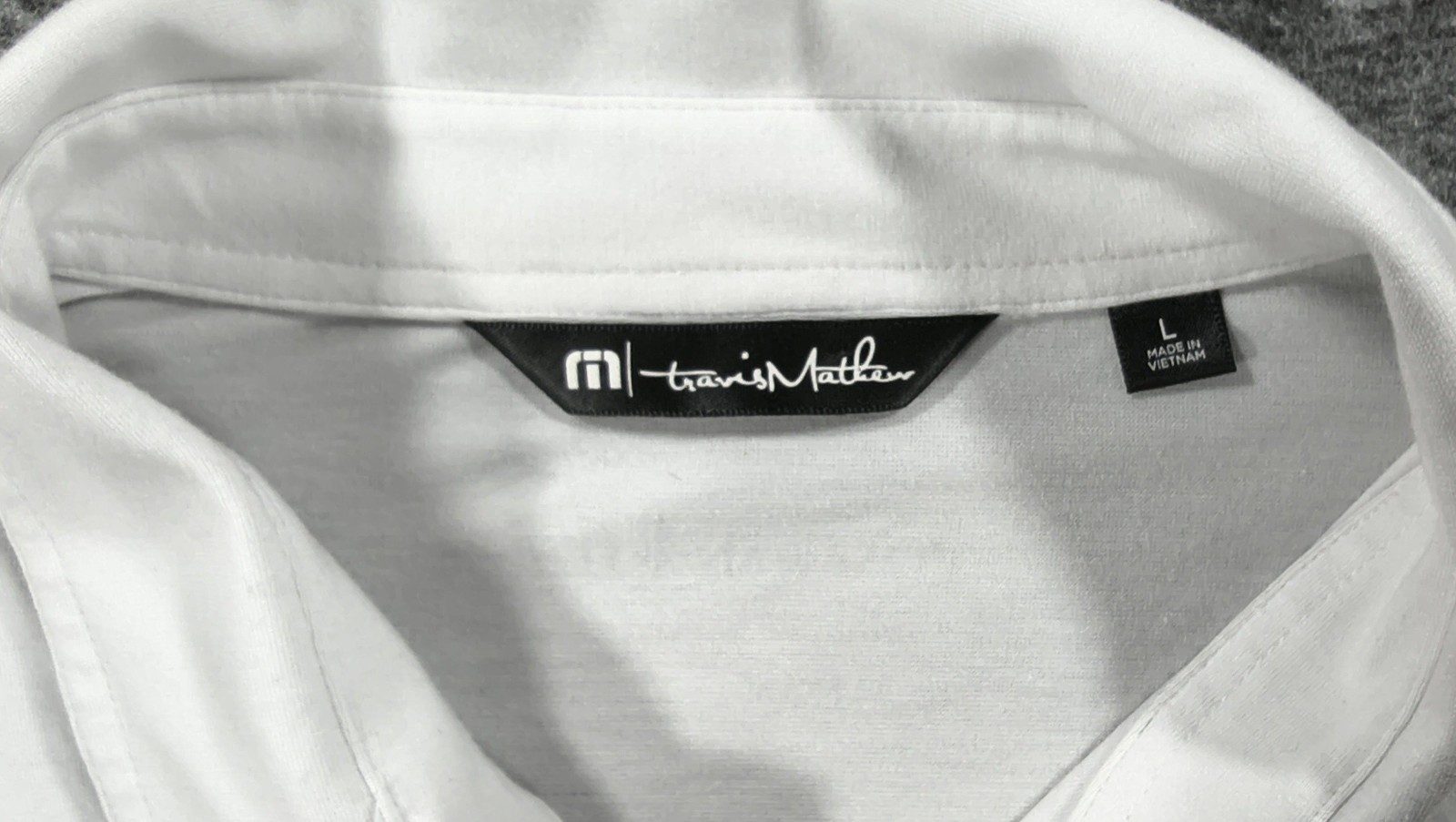TravisMathew White & Grey Striped Men's Polo Shirt Large Golf image 3
