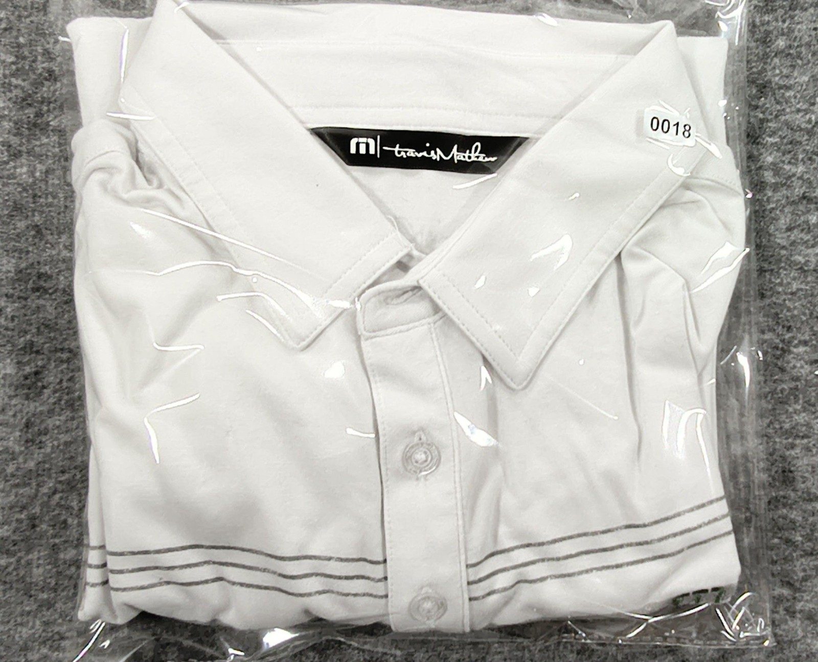 TravisMathew White & Grey Striped Men's Polo Shirt Large Golf image 10
