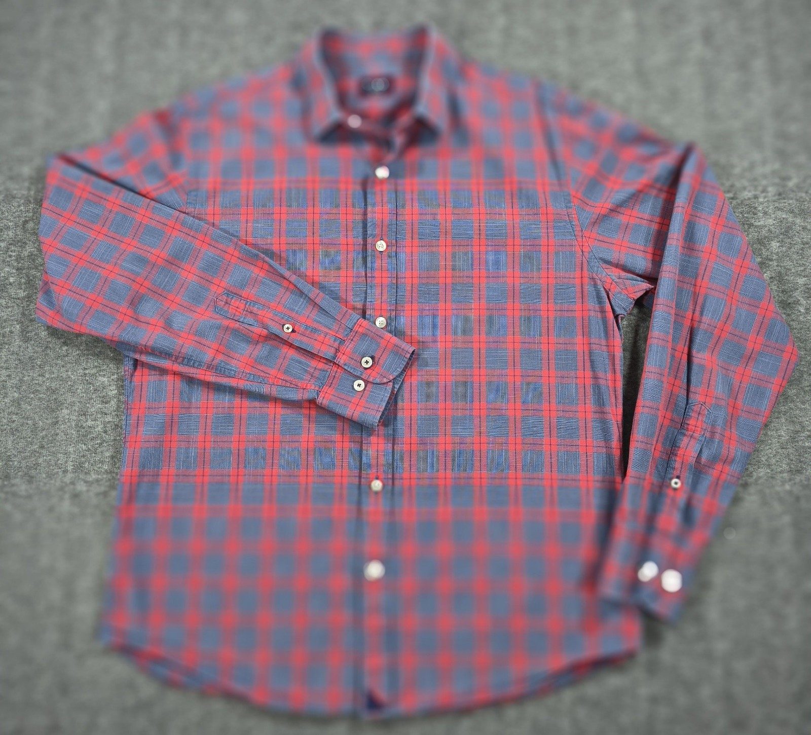 UNTUCKit Men's Red & Blue Checkered Plaid Regular Fit Cotton Shirt Medium image 2