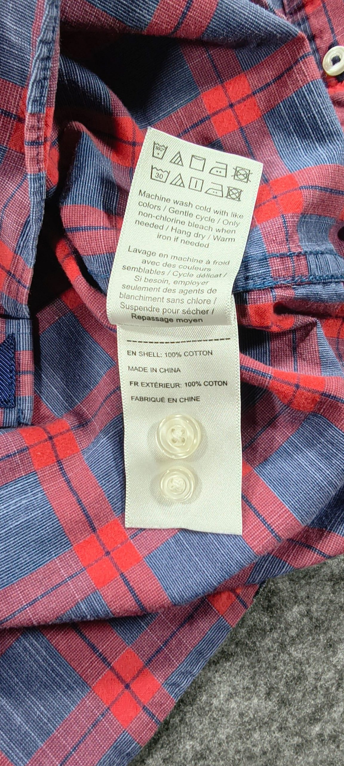 UNTUCKit Men's Red & Blue Checkered Plaid Regular Fit Cotton Shirt Medium image 6