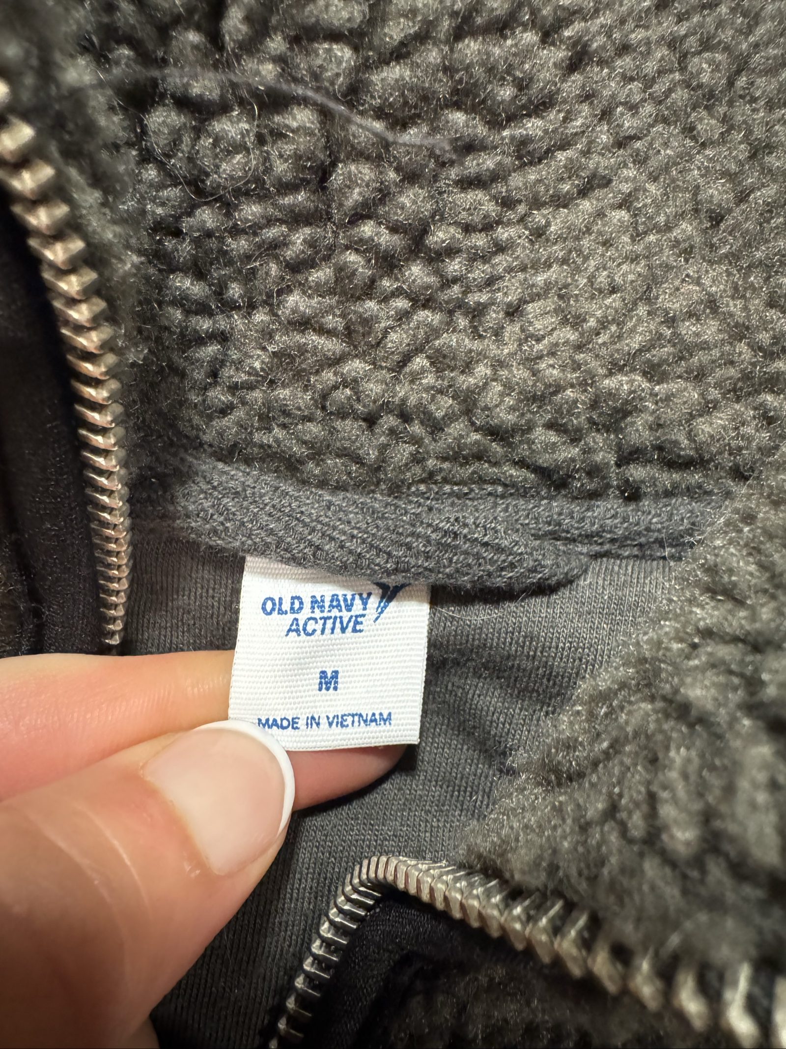 Men’s Old Navy Sherpa Fleece Full Zip Jacket – Olive Green – Medium image 2
