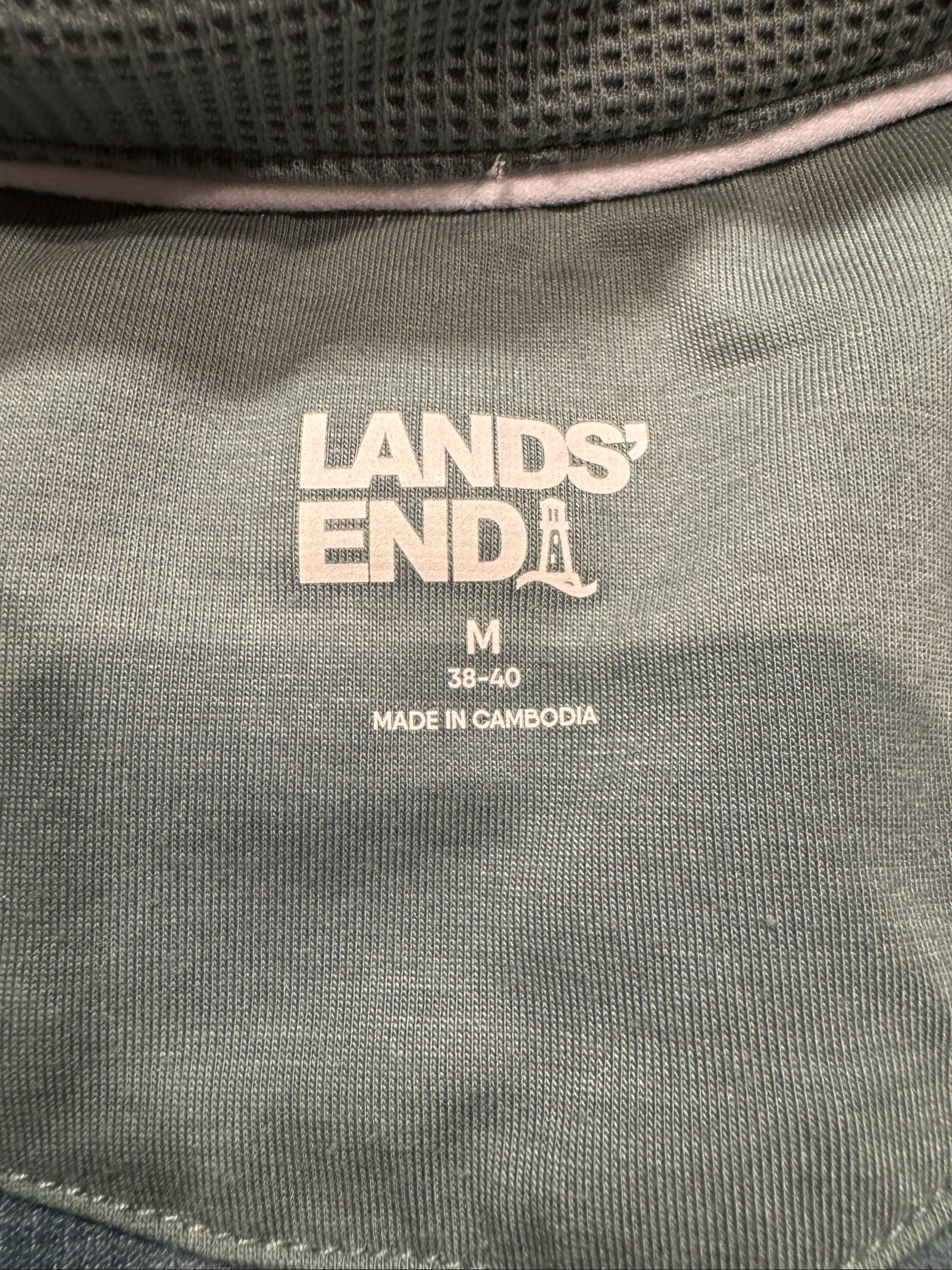 Lands' End Men's Sage Green Waffle Half-Zip Pullover Medium image 2