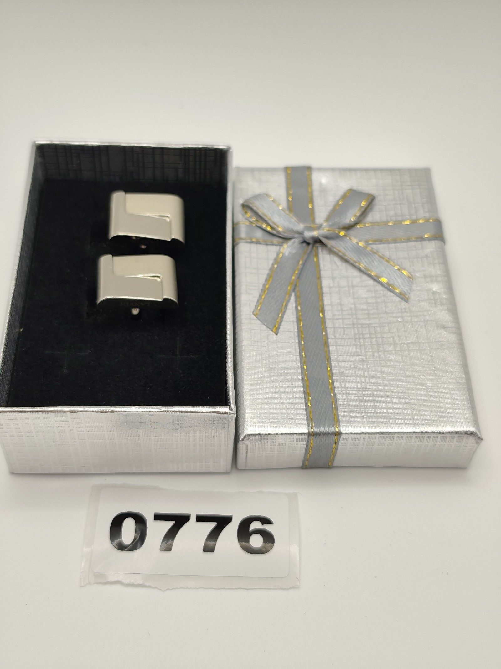 Lanvin Silver Metal Cufflinks in Gift Box