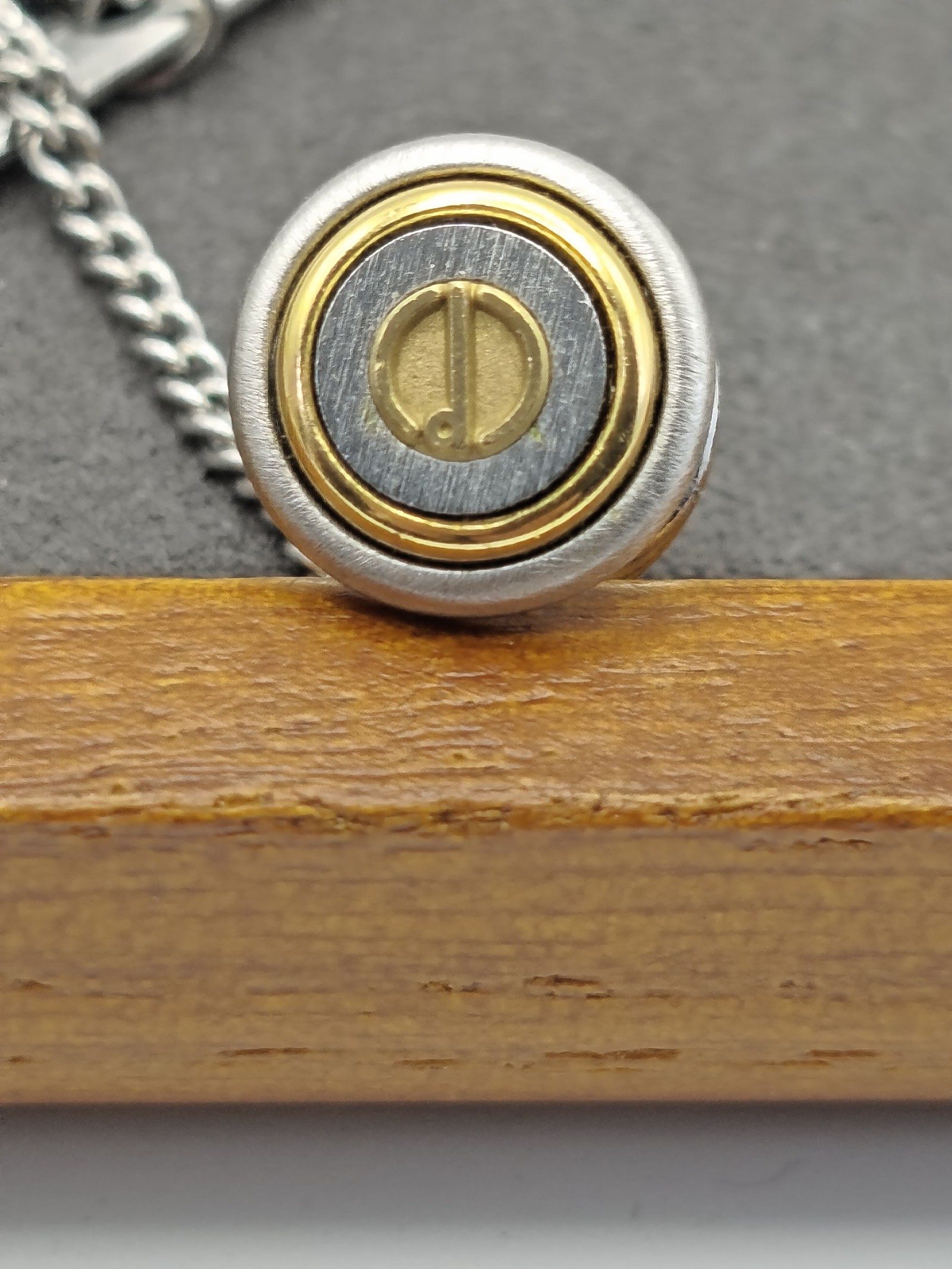 Dunhill Silver & Gold Tone Round tie pin with Chain & T-Bar image 4