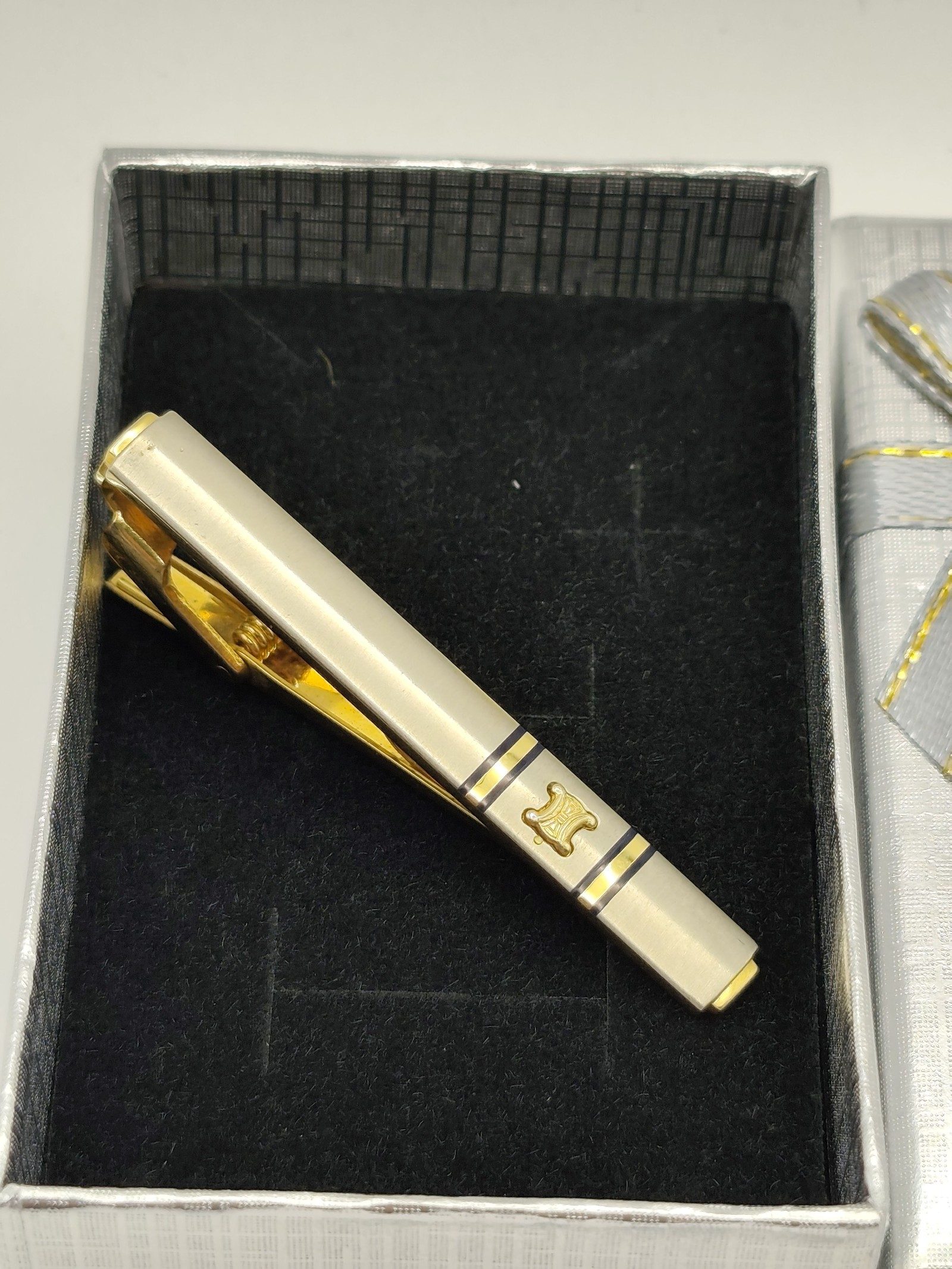 Celine Gold & Silver Tone Tie Clip with Logo image 2