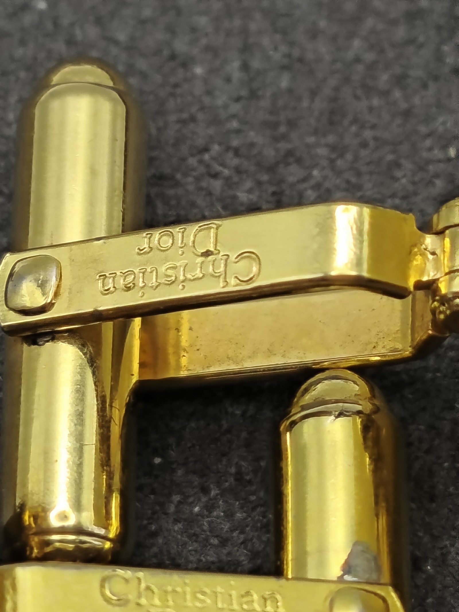 Dior Gold & Navy Blue Logo Cufflinks in Gift Box image 8
