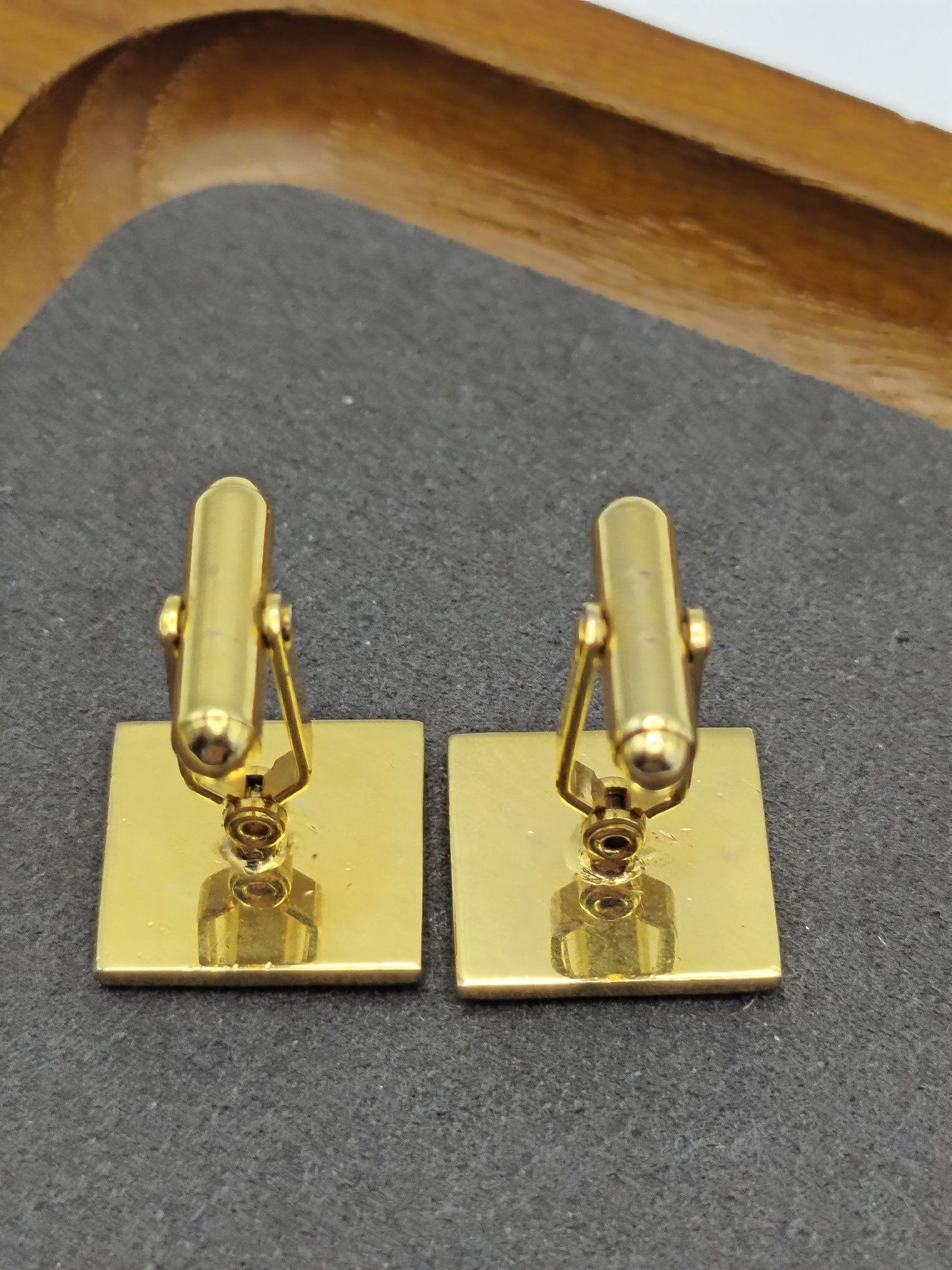 Dior Gold & Navy Blue Logo Cufflinks in Gift Box image 10