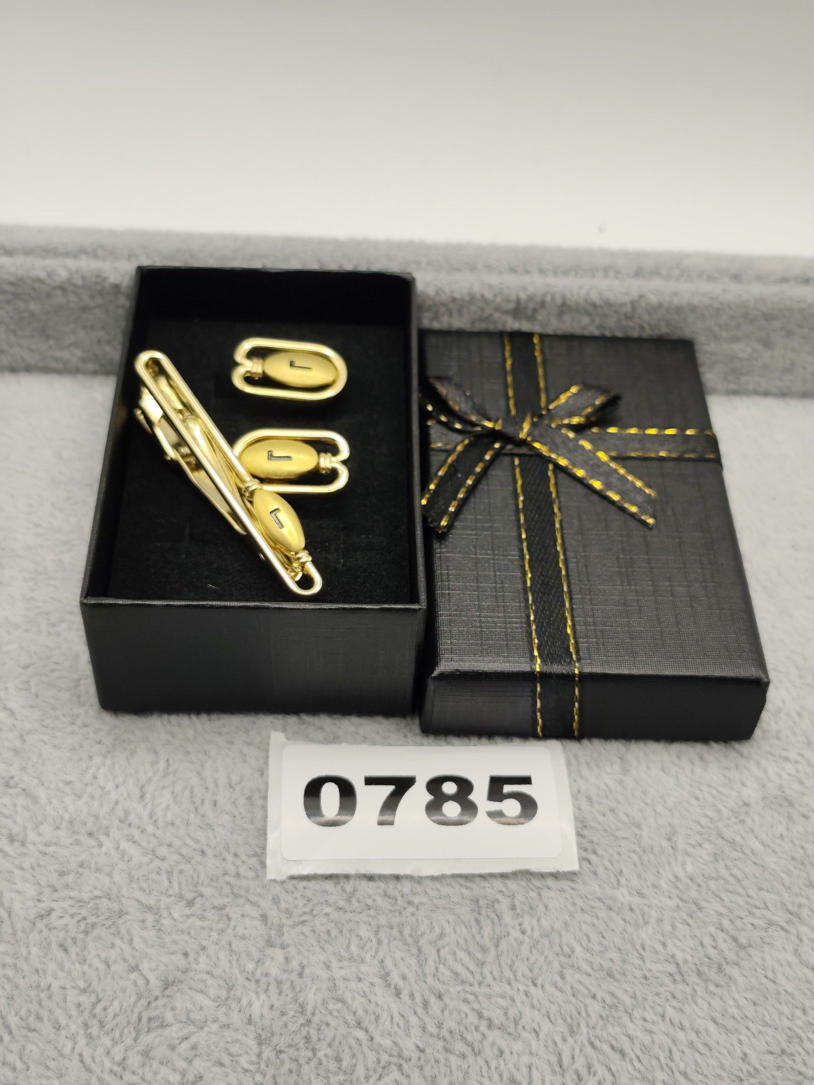 Lancel Gold Tone Men's Cufflinks & Tie Clip Set