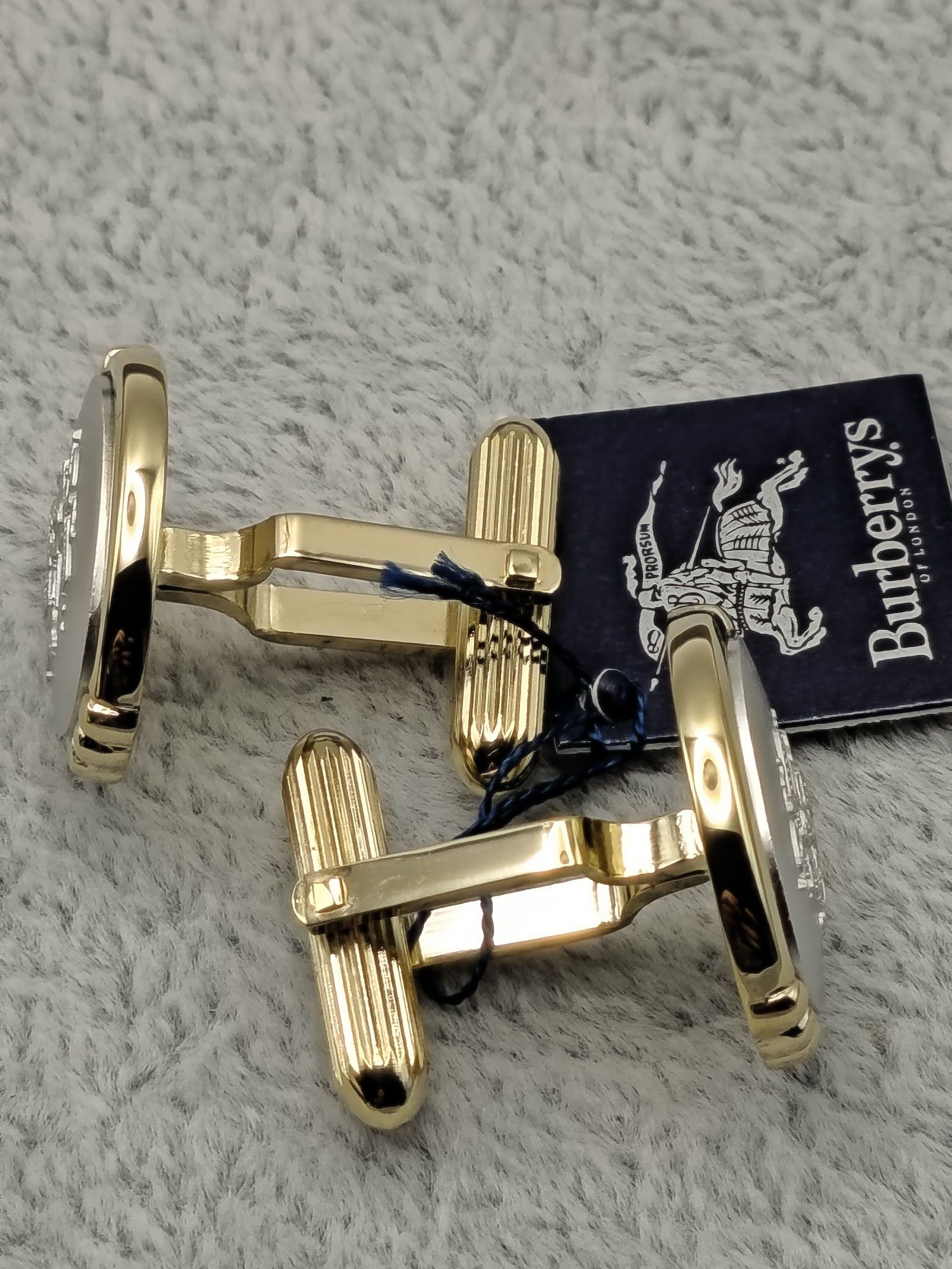 Burberry Gold & Silver Tone Equestrian Cufflinks & Tie Clip Set image 7