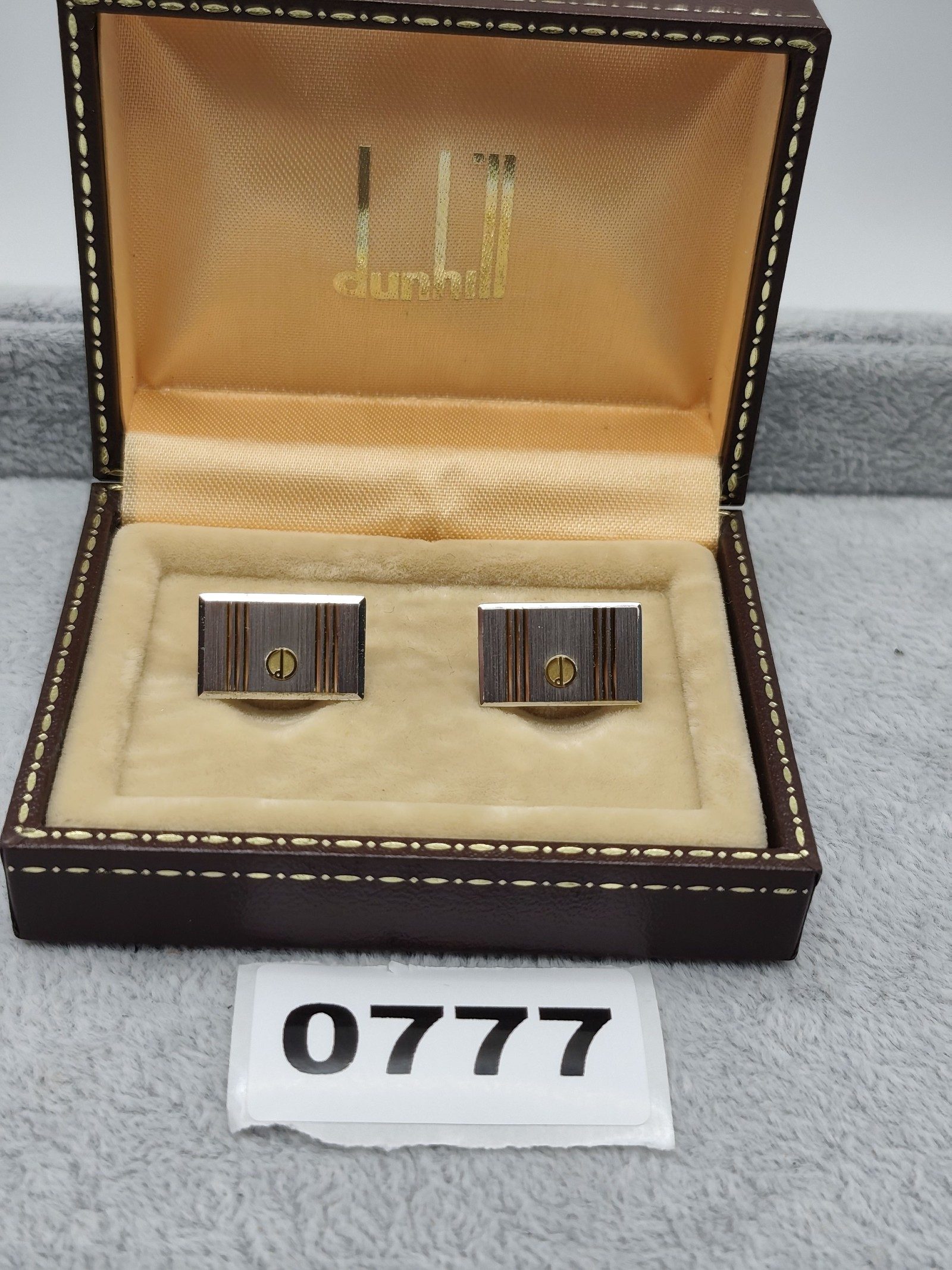 Dunhill Silver & Gold Striped Rectangular Cufflinks Vintage