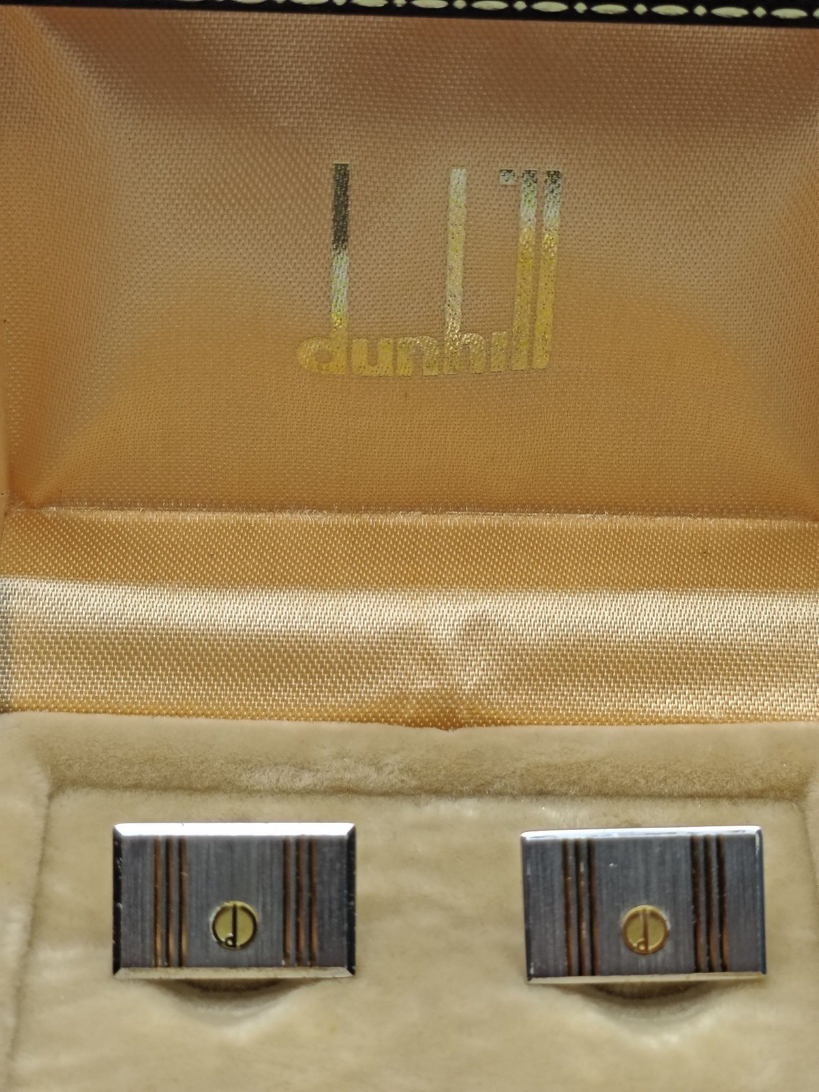 Dunhill Silver & Gold Striped Rectangular Cufflinks Vintage image 2