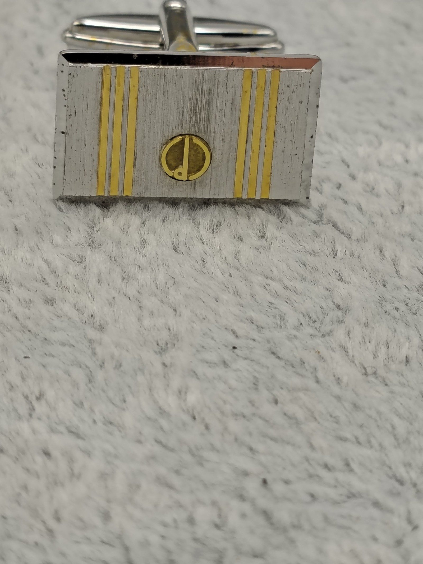 Dunhill Silver & Gold Striped Rectangular Cufflinks Vintage image 5